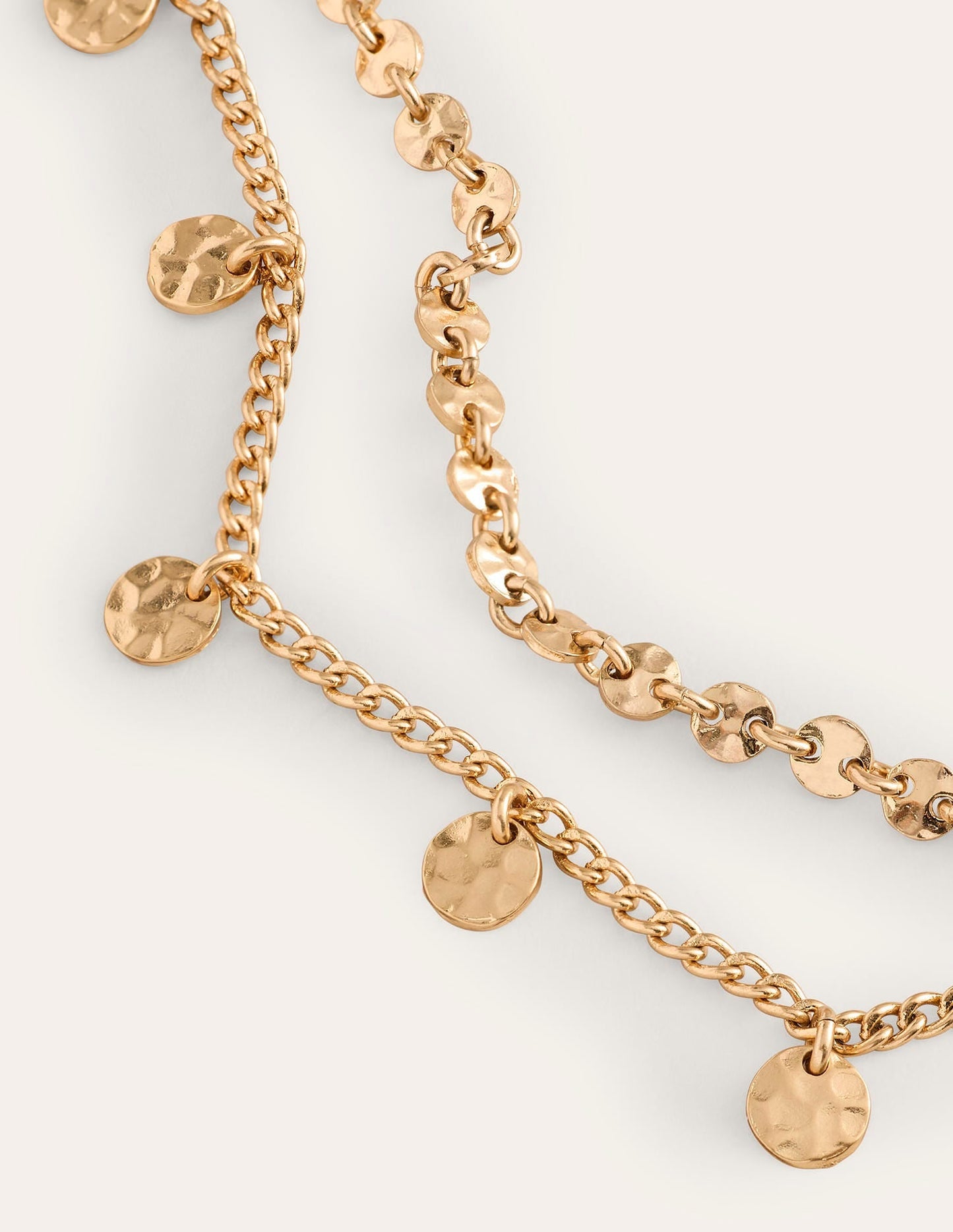 Hammered Disc Layered Necklace-Gold Colour