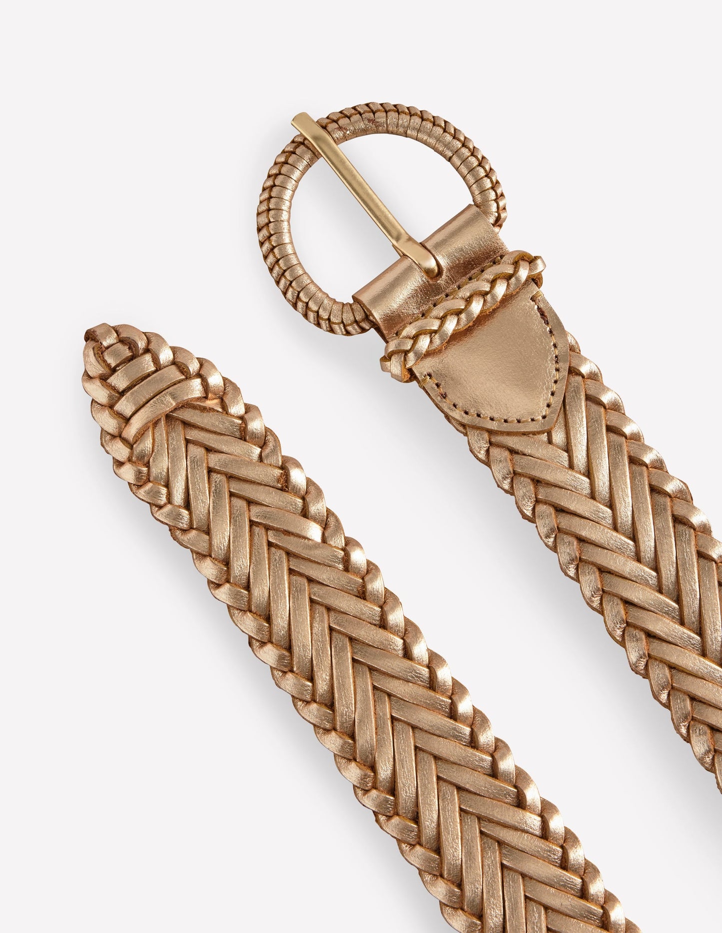 Woven Leather Belt-Gold