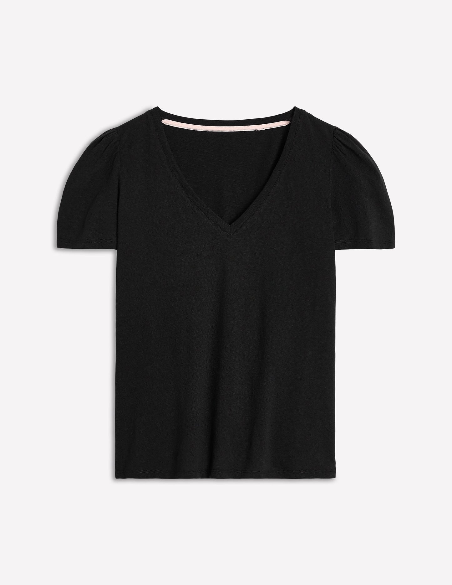 Sophie V-neck Slub T-shirt-Black
