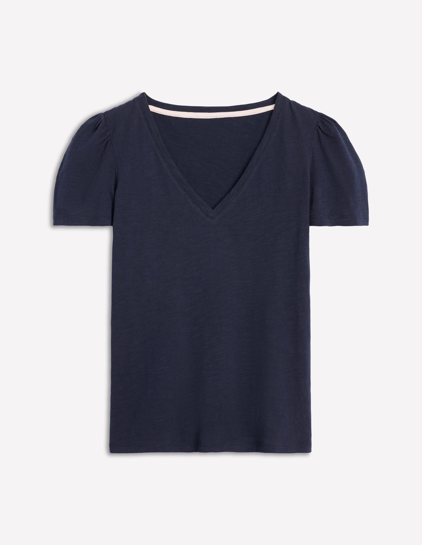 Sophie V-neck Slub T-shirt-Navy