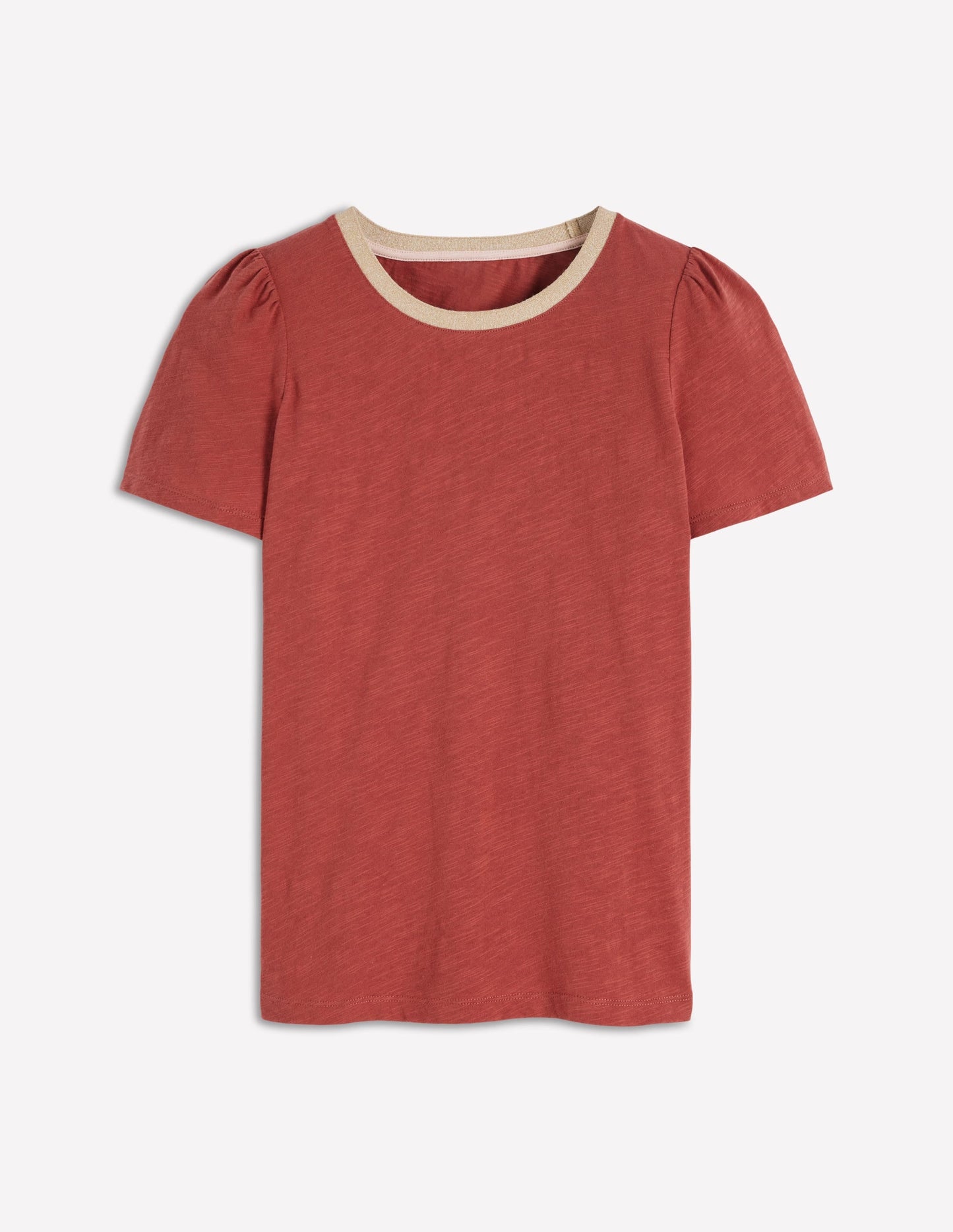 Metallic Trim T-Shirt-Roasted Chestnut Brown