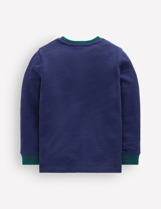 Cosy Mid-weight T-shirt-College Navy / Jewel Green