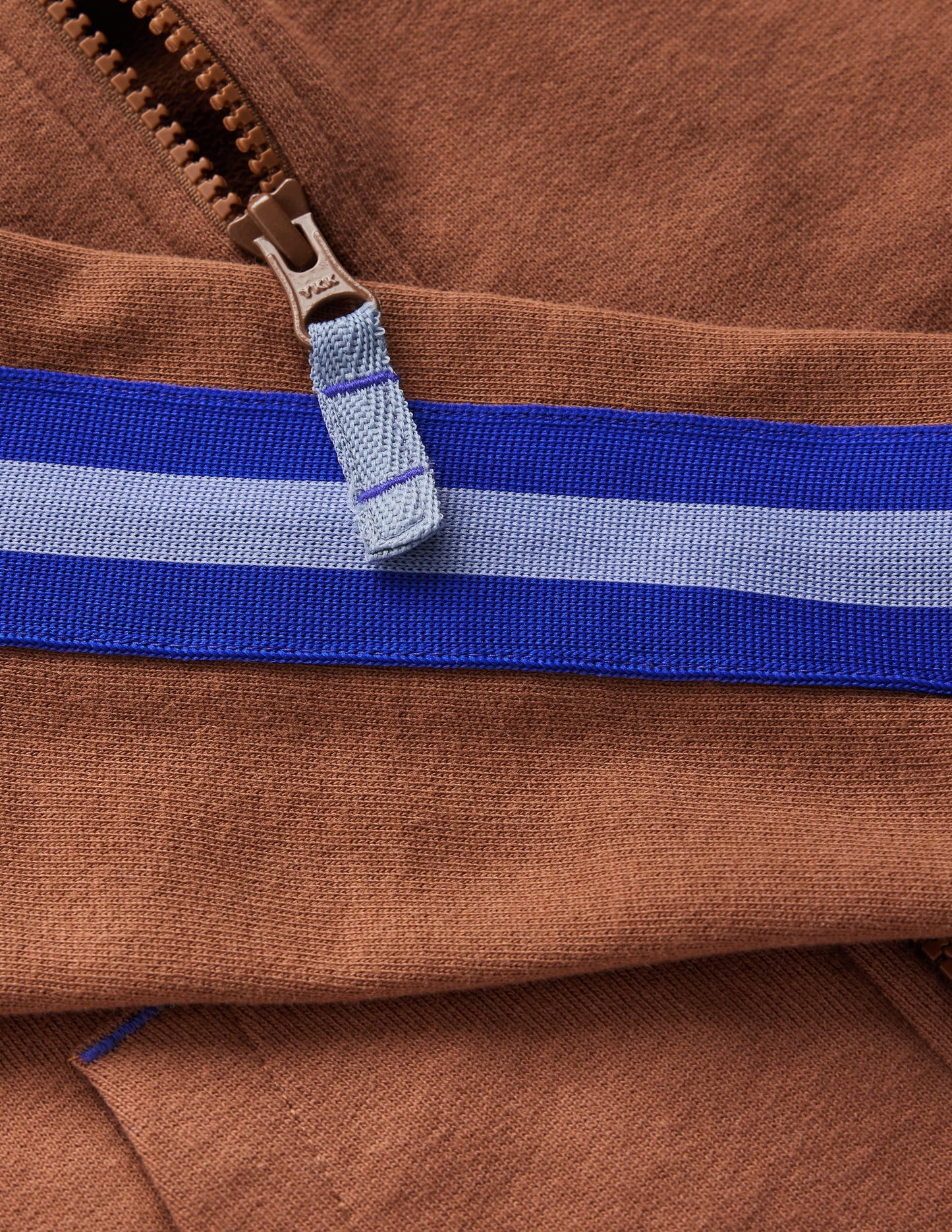 Tape Detail Zip-through Hoodie-Brown
