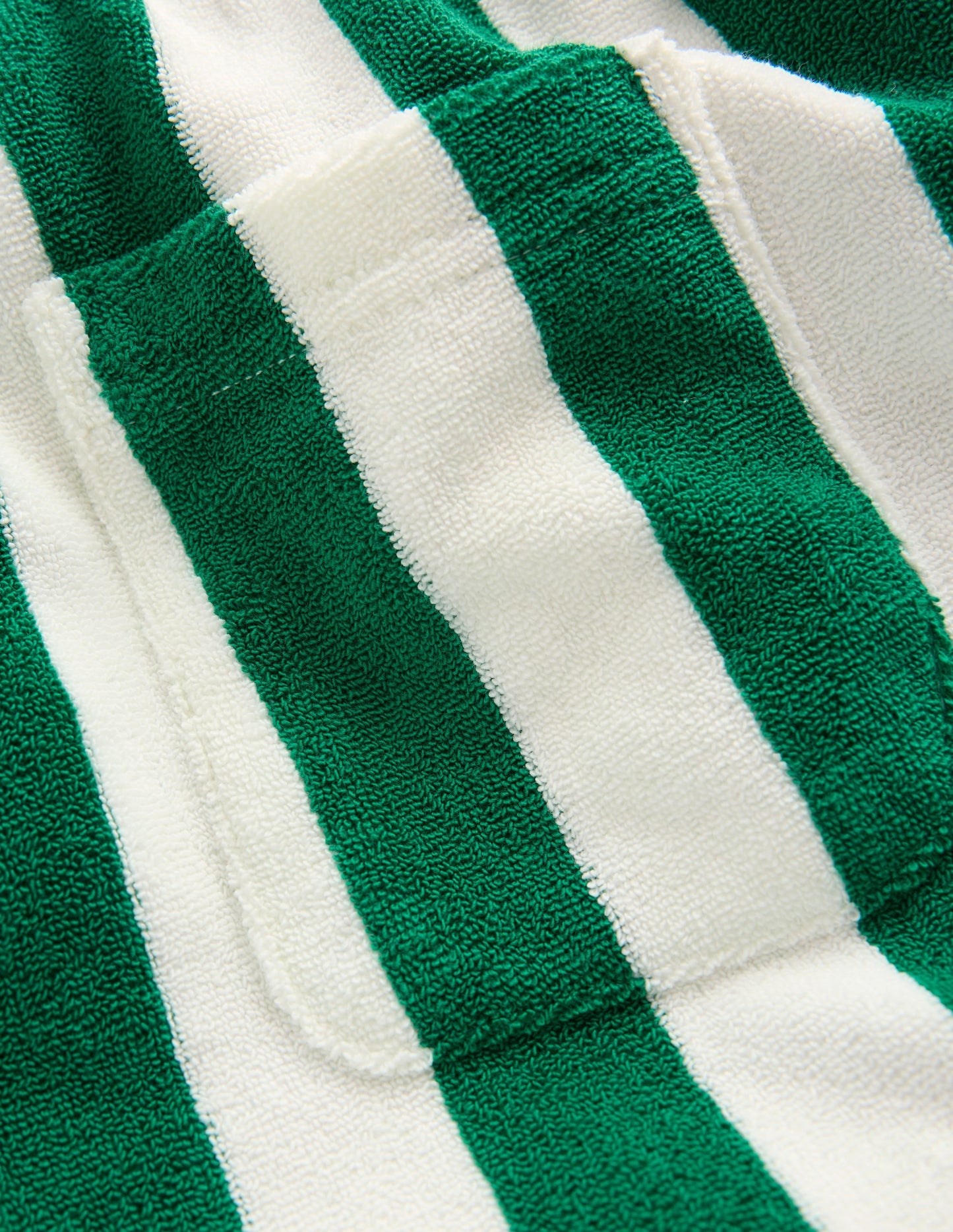 Towelling Shorts-Green and Ivory Stripe