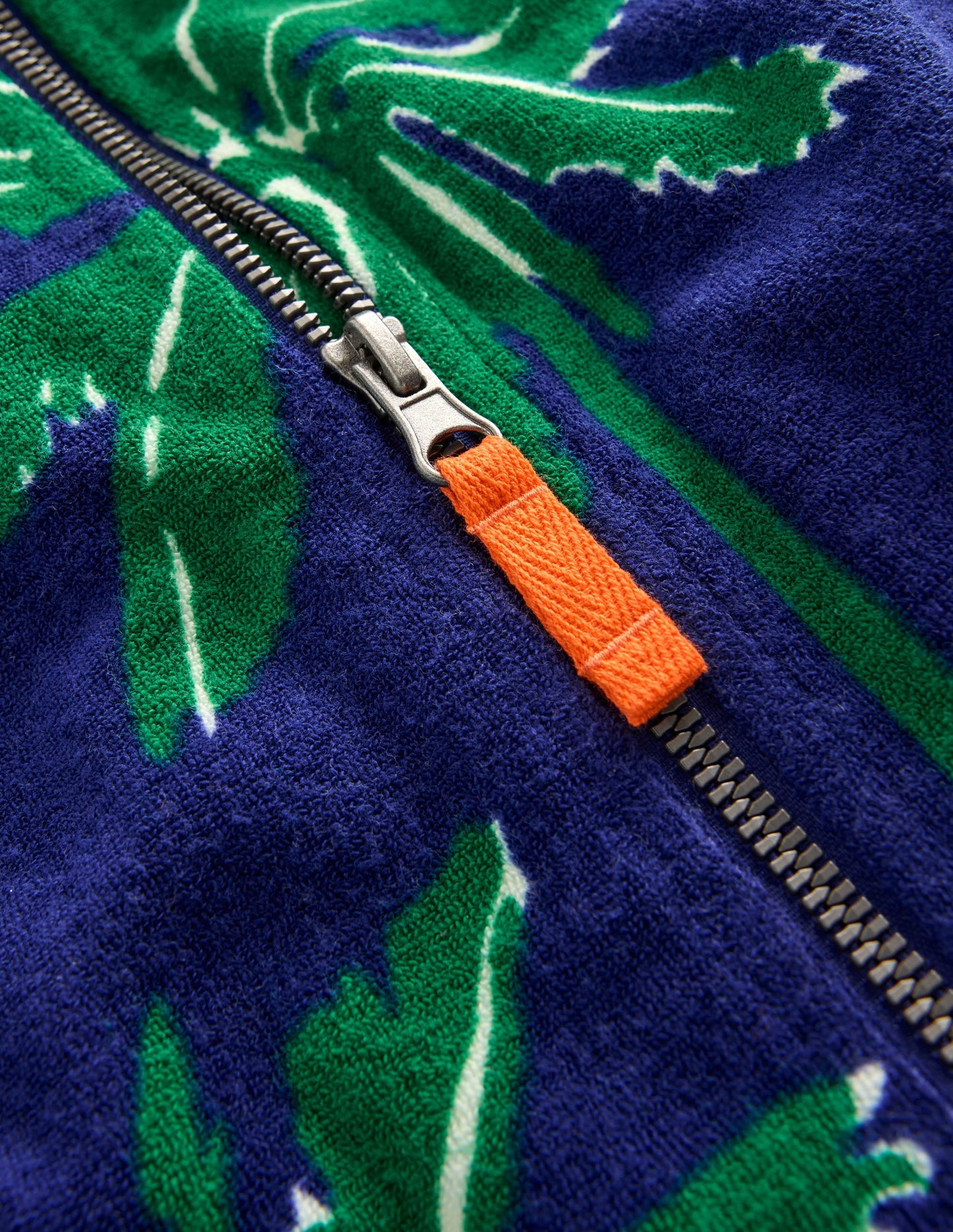 Towelling Zip-Up Throw-On-Starboard Blue Palm Trees