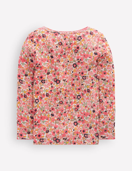 Long Sleeve Pointelle Top-Pink Floral