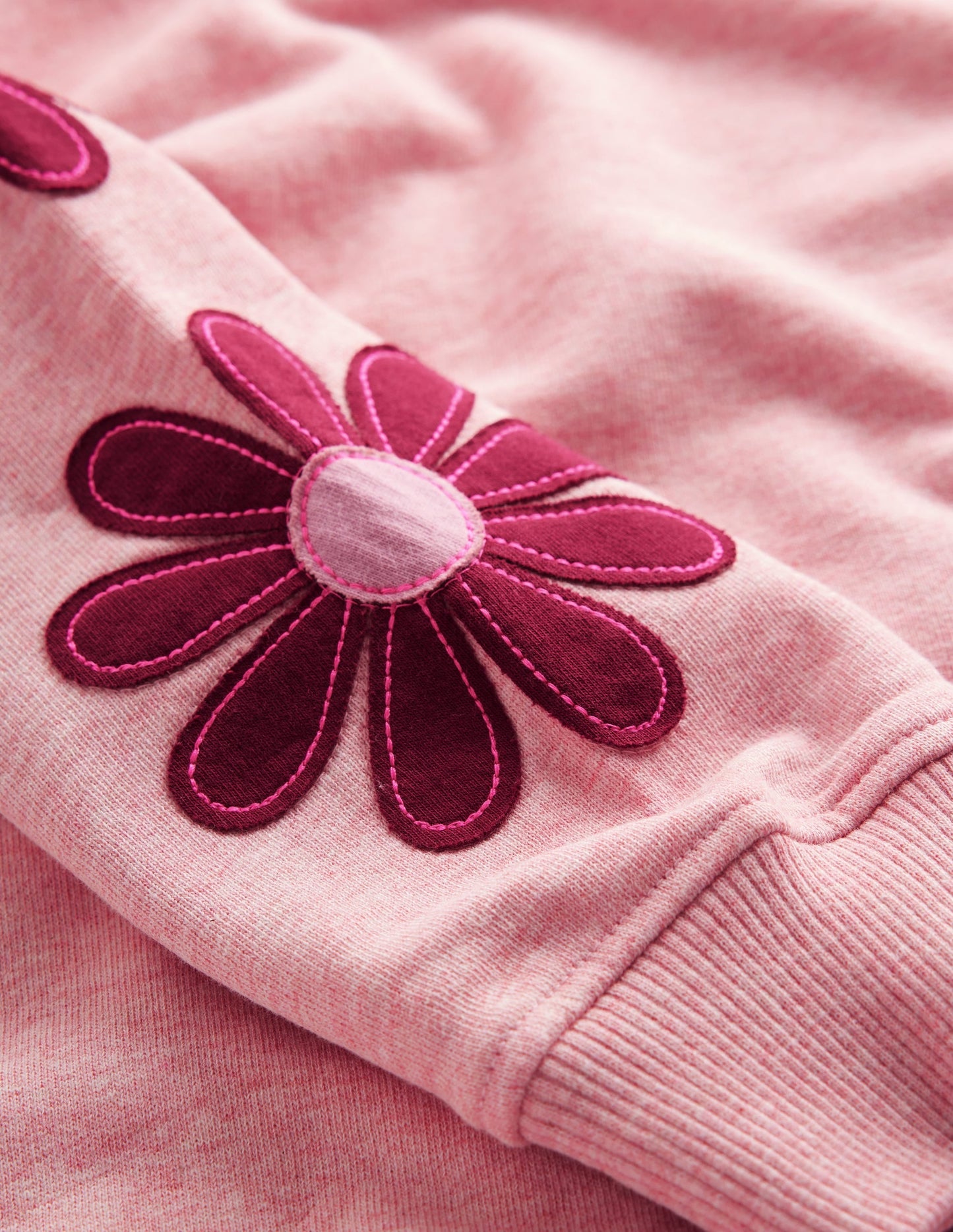 Ami Relaxed Sweatshirt Dress-Pink Flower Embroidery
