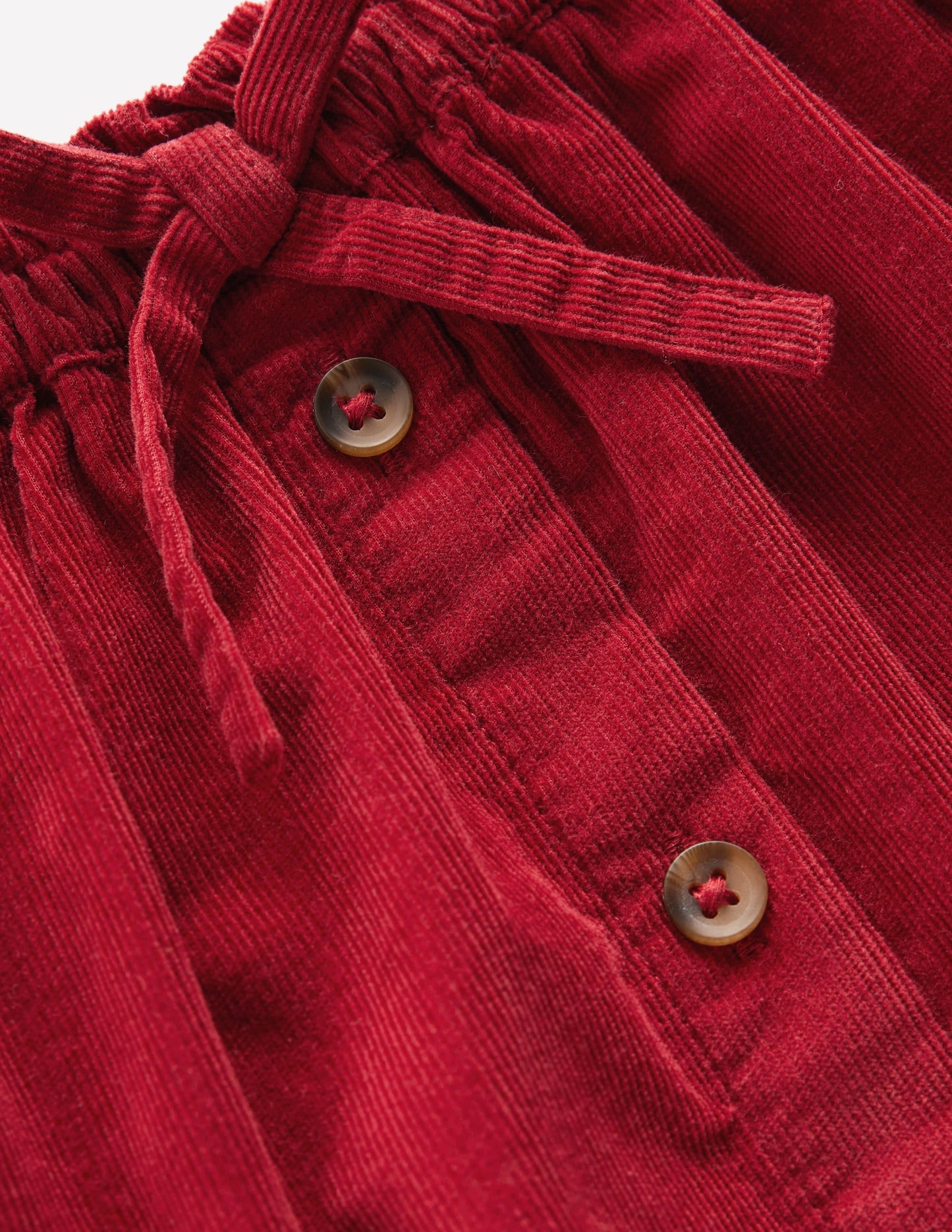 Woven Button-Through Skirt-Crimson Red Cord