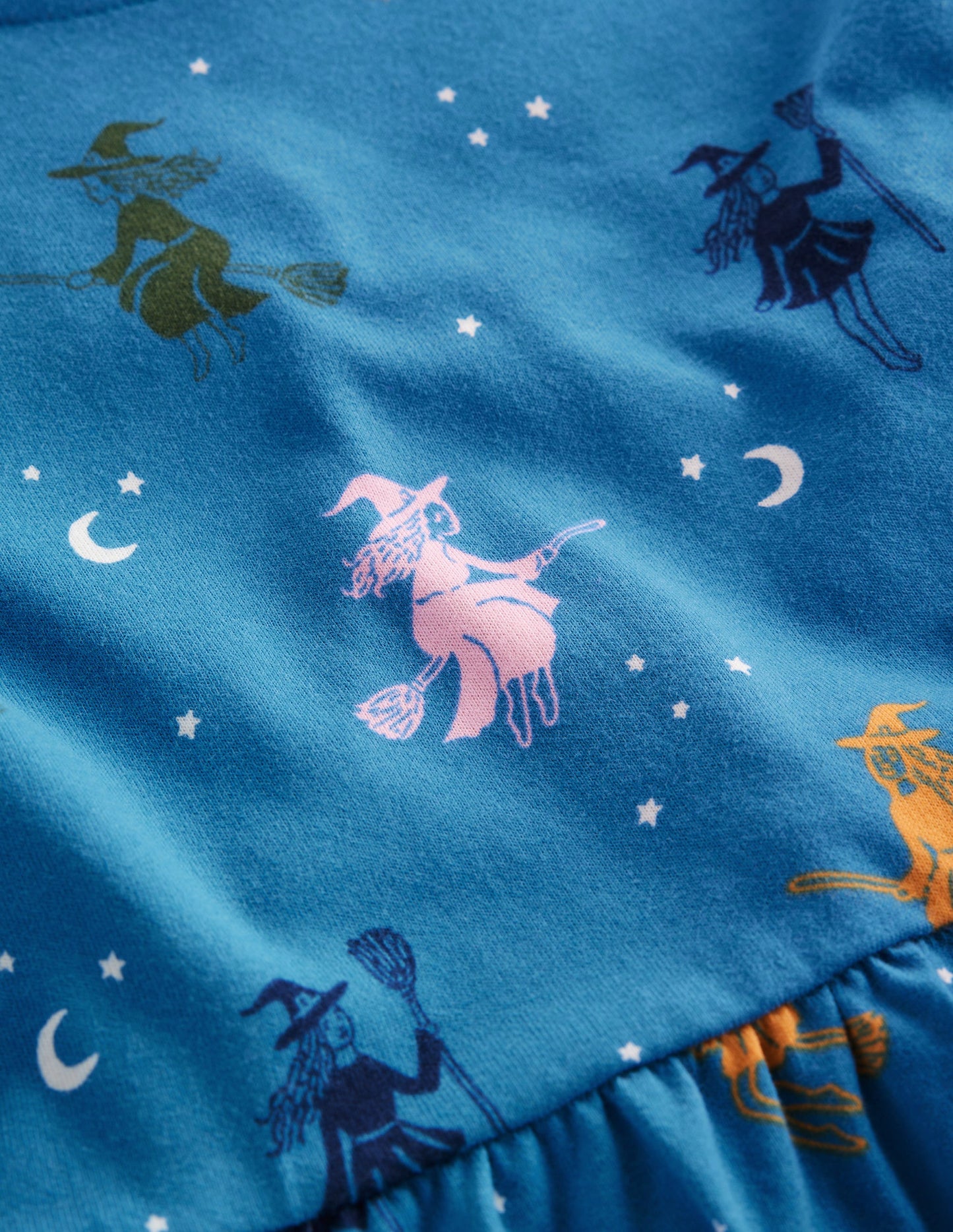 Madeline Blouson Sleeve Dress-Blue Halloween Witches