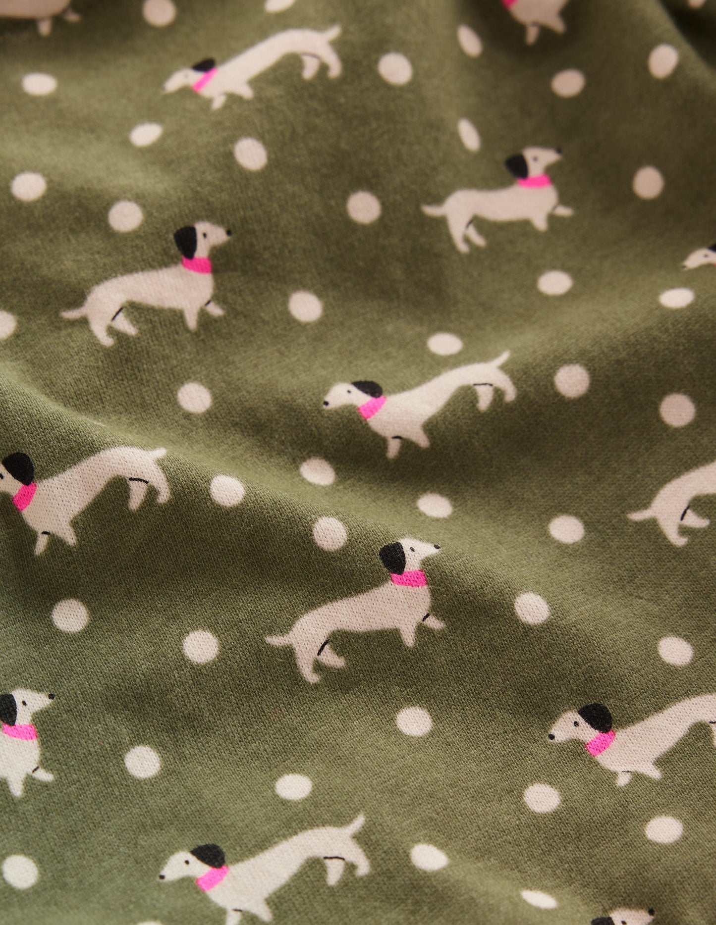 Madeline Blouson Sleeve Dress-Green Sausage Dog