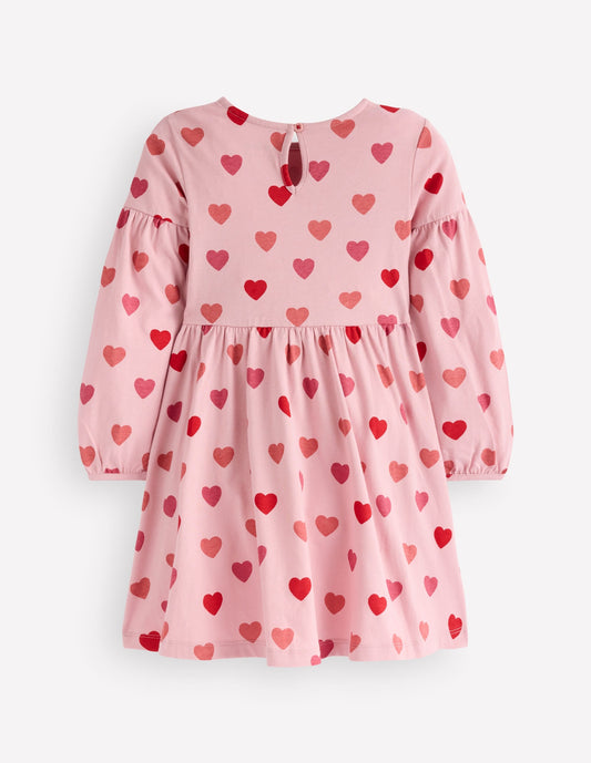 Madeline Blouson Sleeve Dress-Heart Print