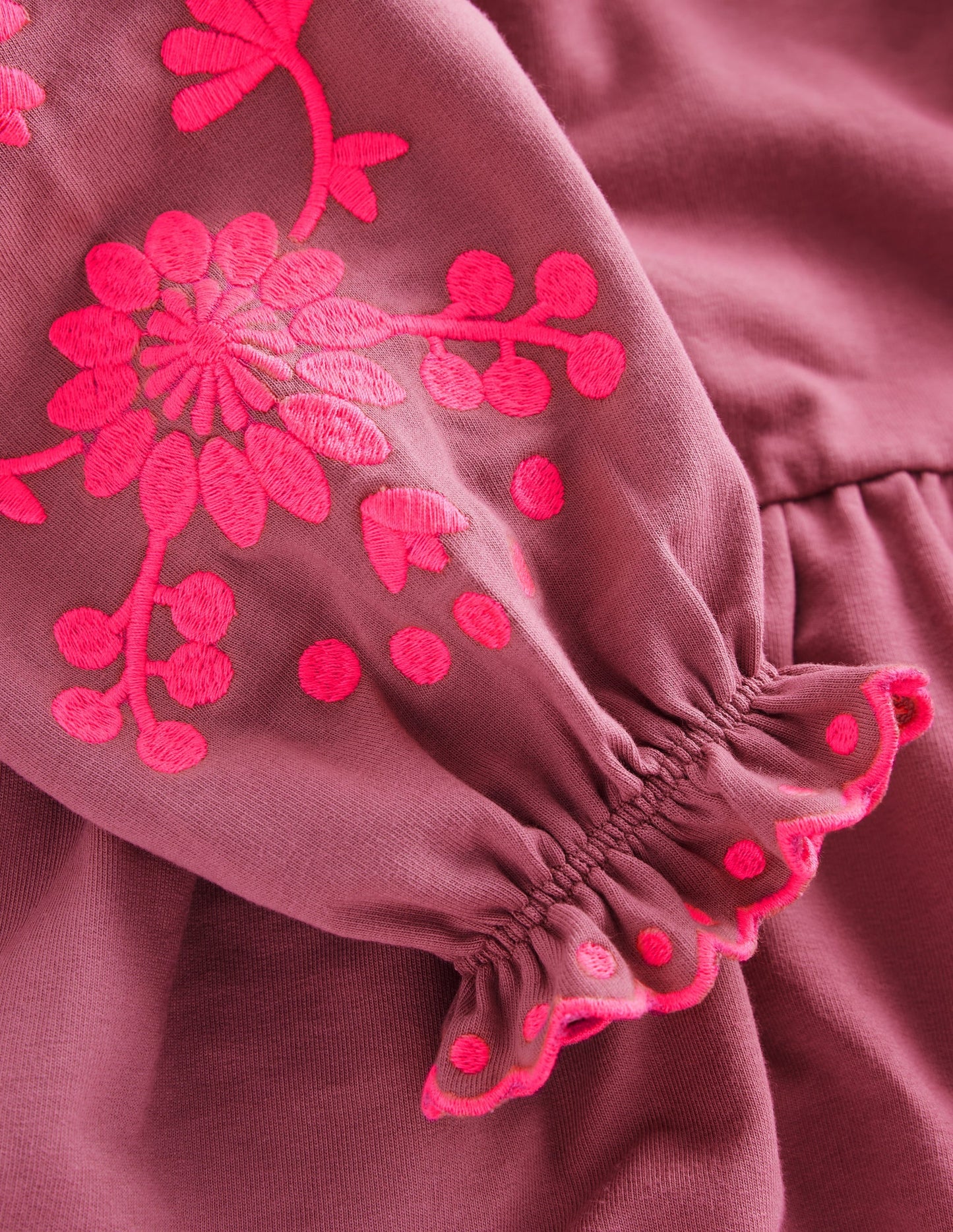 Embroidered Sleeve Dress-Spring Blossom Pink