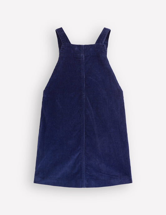 Adeline A-Line Dungaree Dress-Navy Cord
