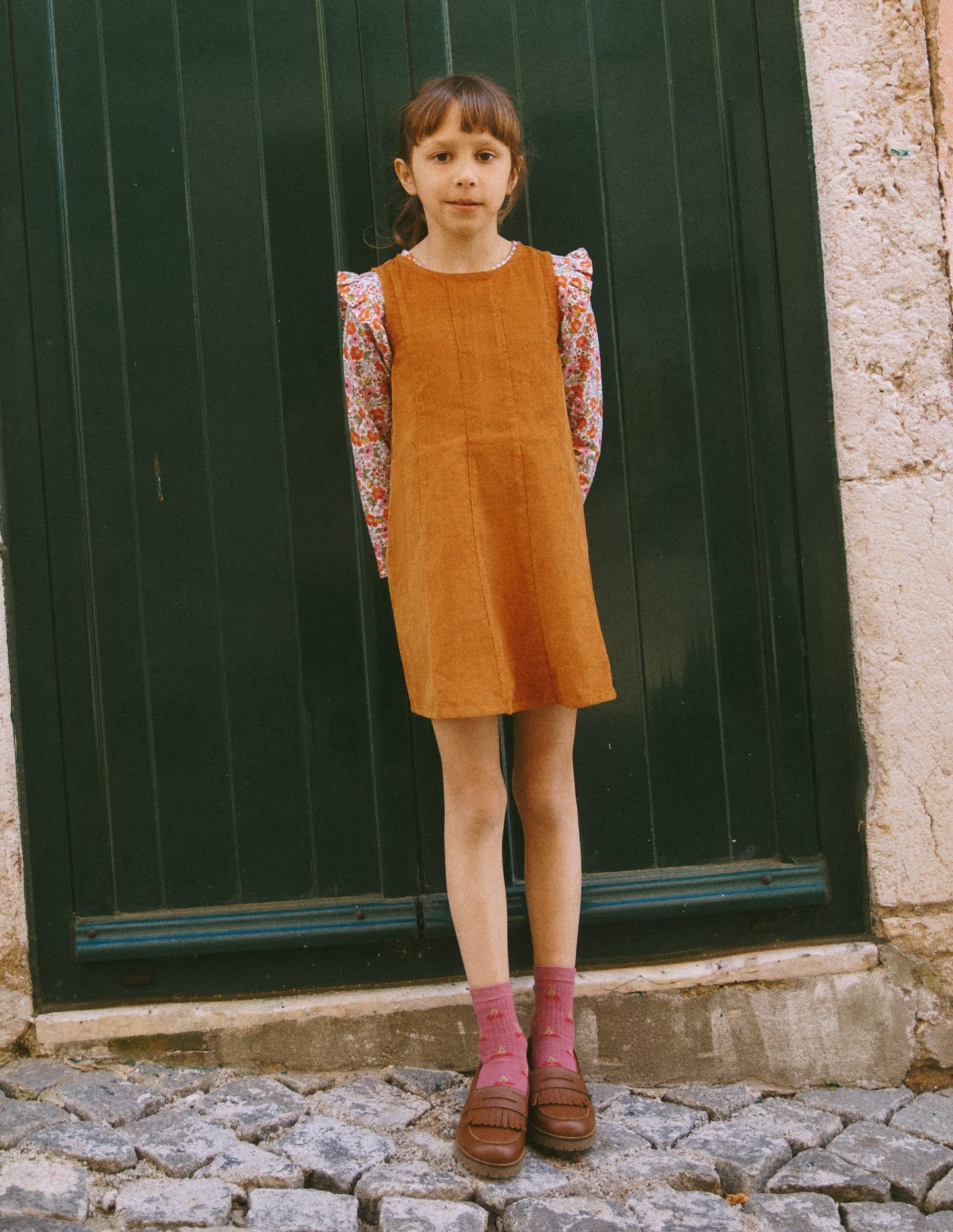 Willa Pinafore Dress-Almond Brown