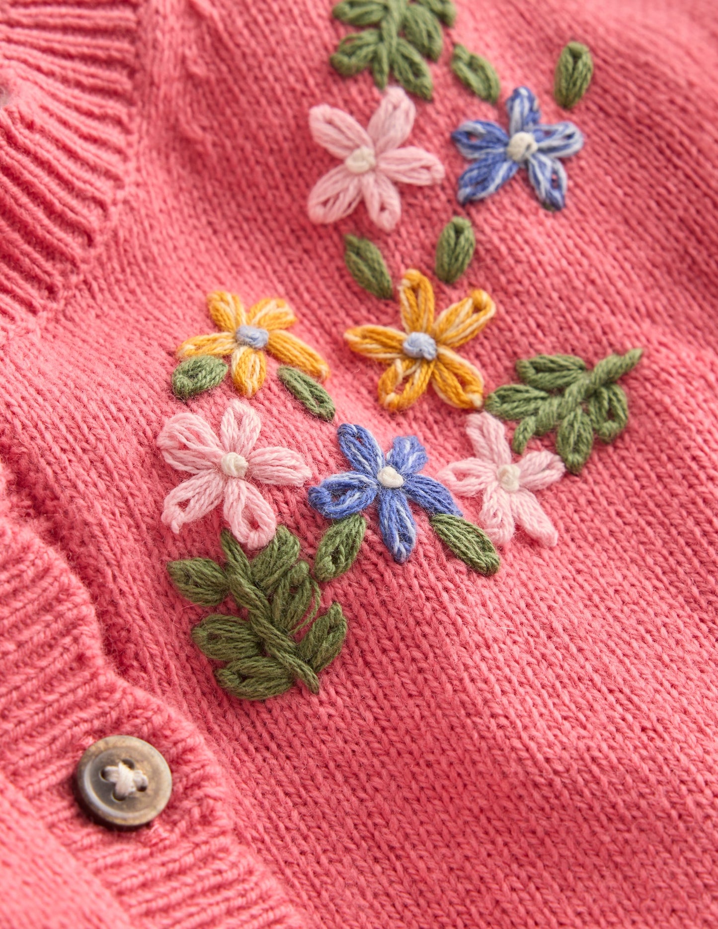 Pretty Embroidered Cardigan-Vintage Rose Floral Embroidery