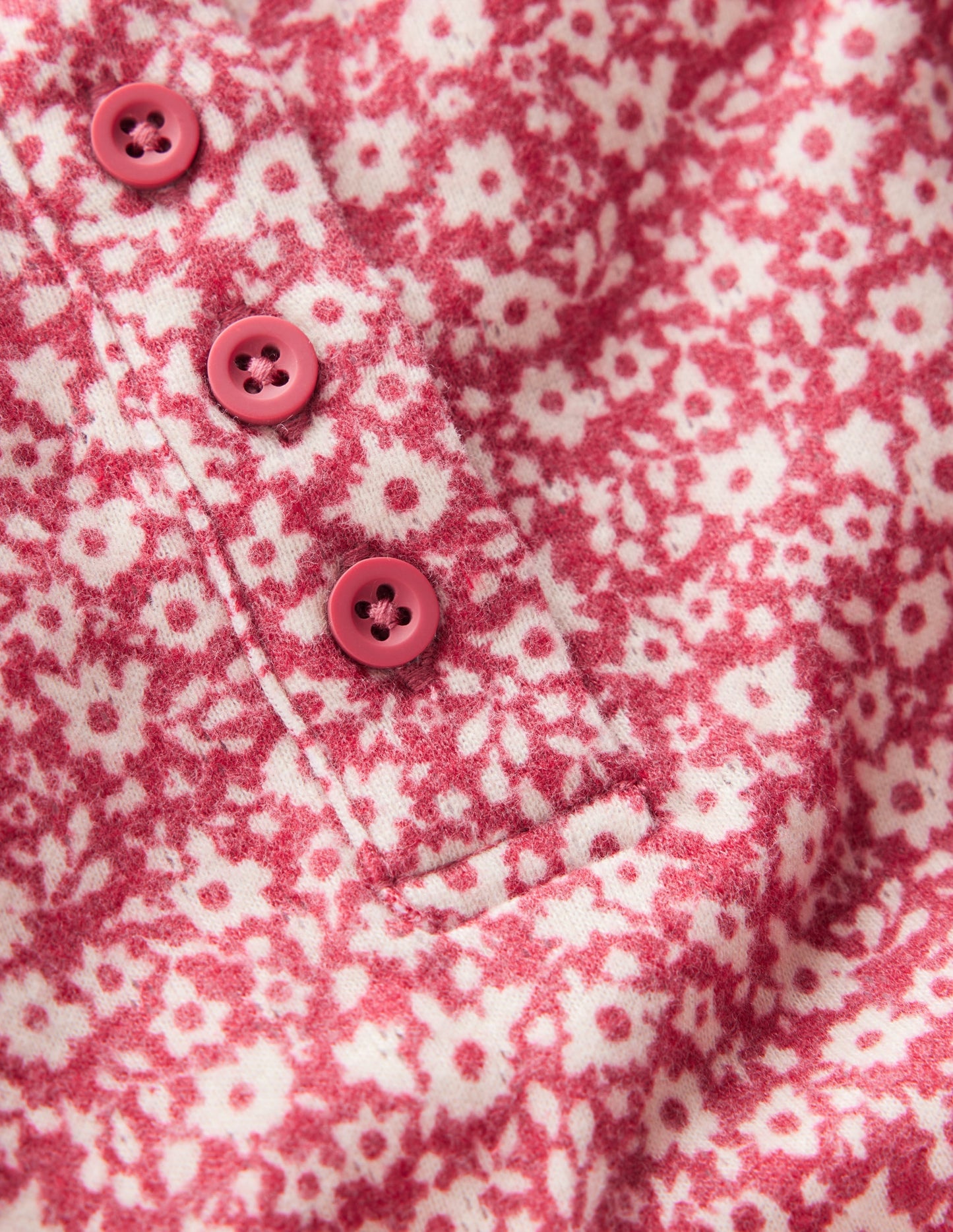Long Sleeve Henley Top-Pink Floral