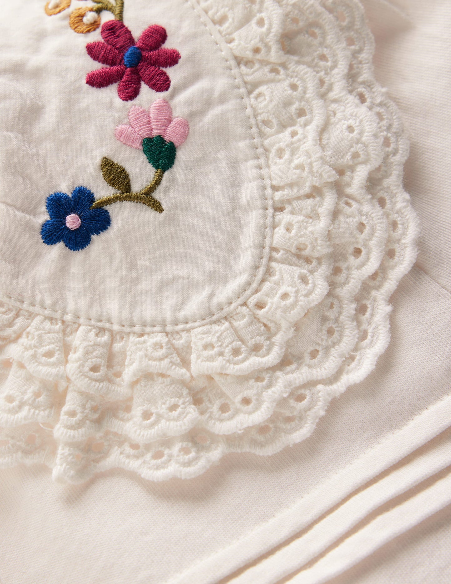 Broderie Collar Jersey Top-Soft Ivory