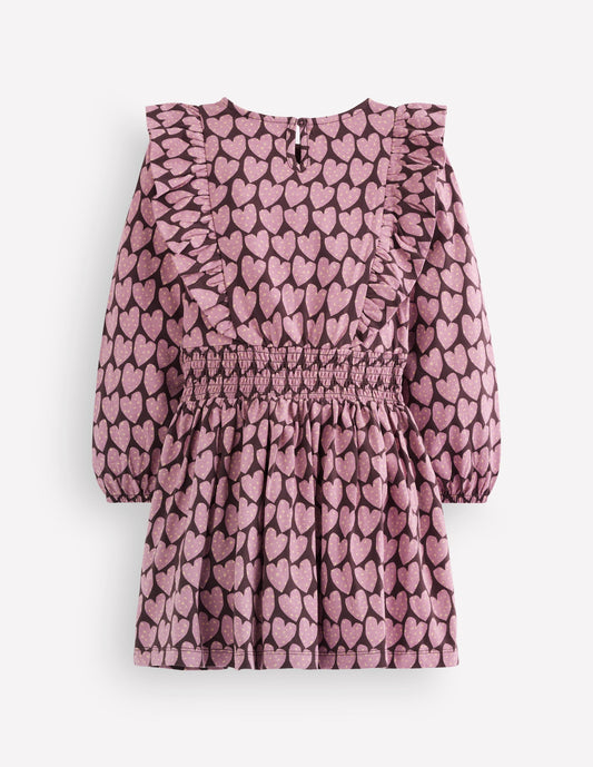 Suki Shirred Jersey Dress-Purple Hearts
