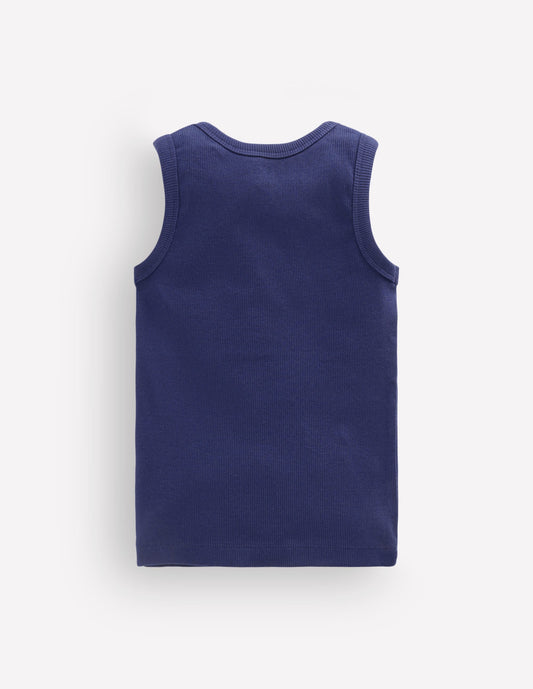 Henley Ribbed Vest-College Navy