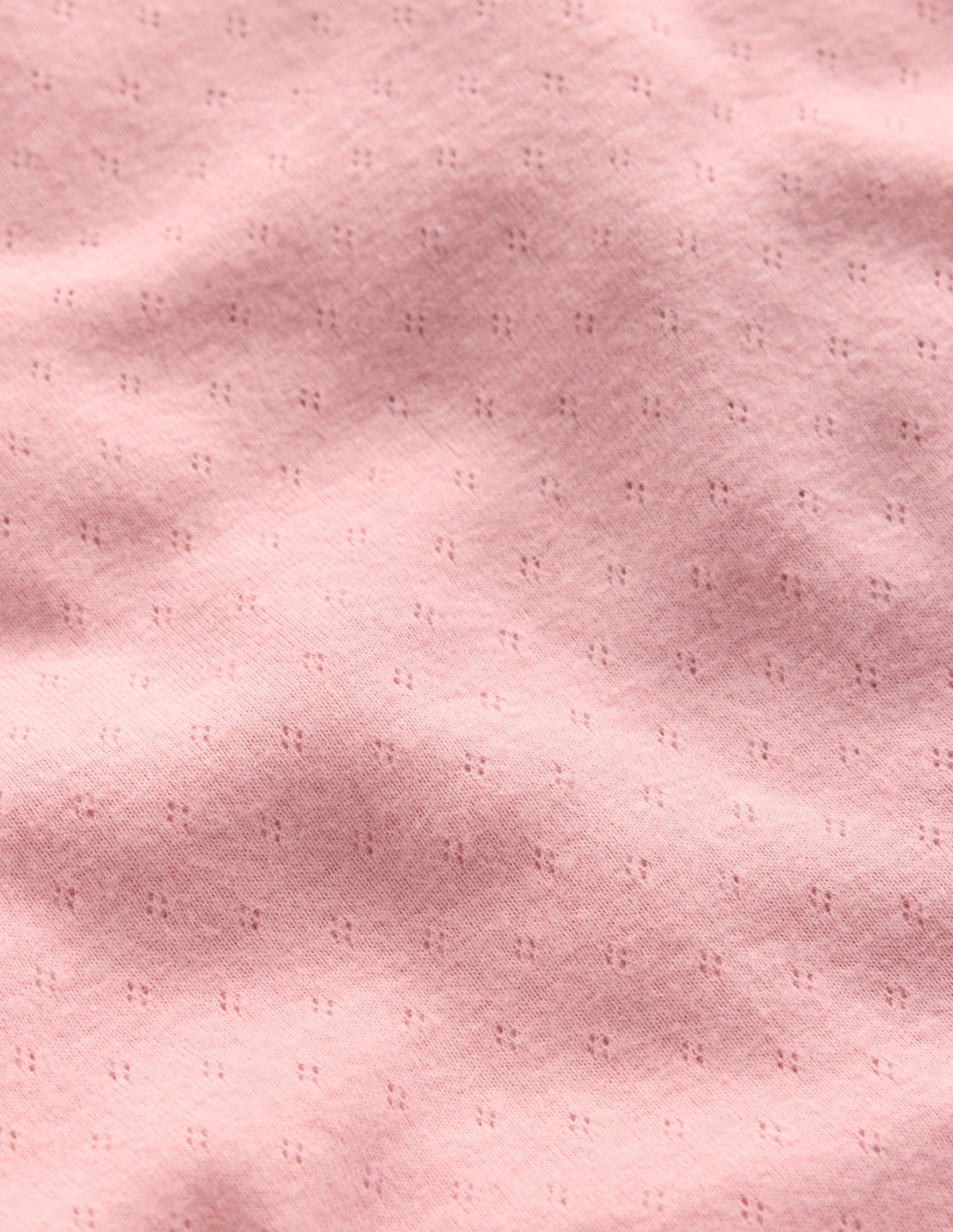 Long Sleeve Pointelle Top-Pink