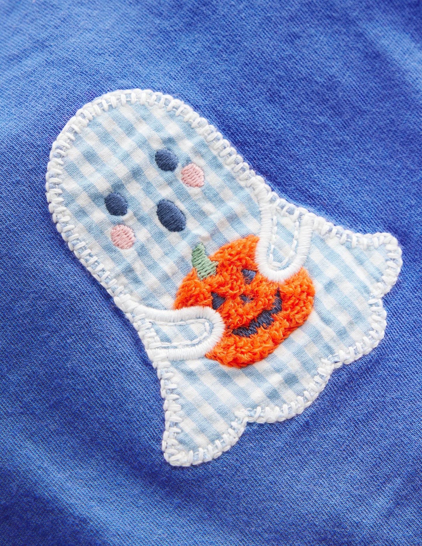 Long Sleeve Appliqué T-shirt-Bluejay Ghost