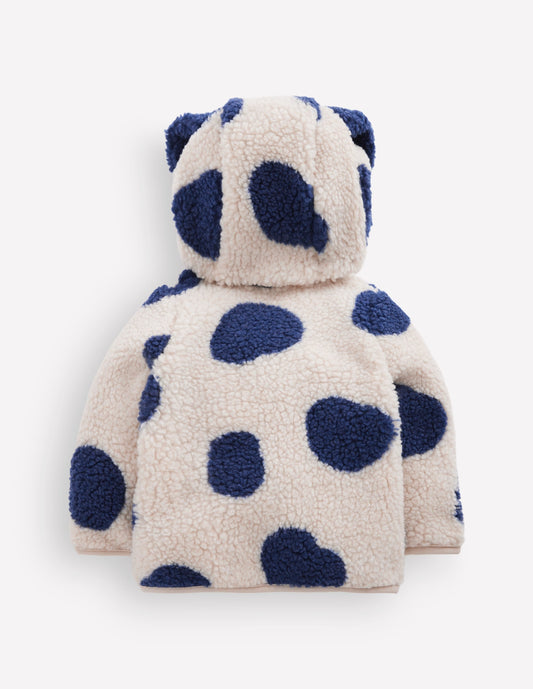 Novelty Cosy Borg Jacket-Navy & Ivory Dog