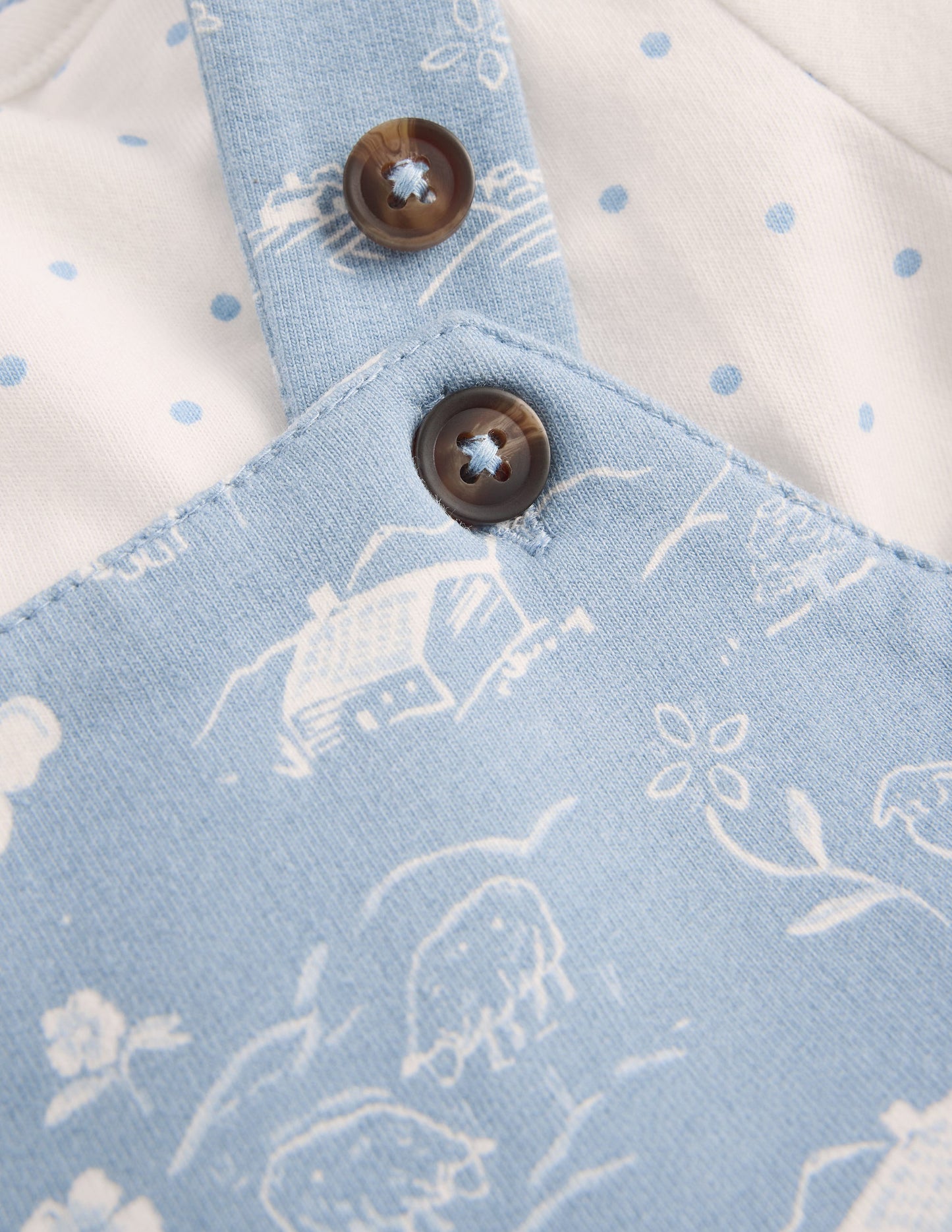 Jersey Dungarees Set-Blue Linear Farm
