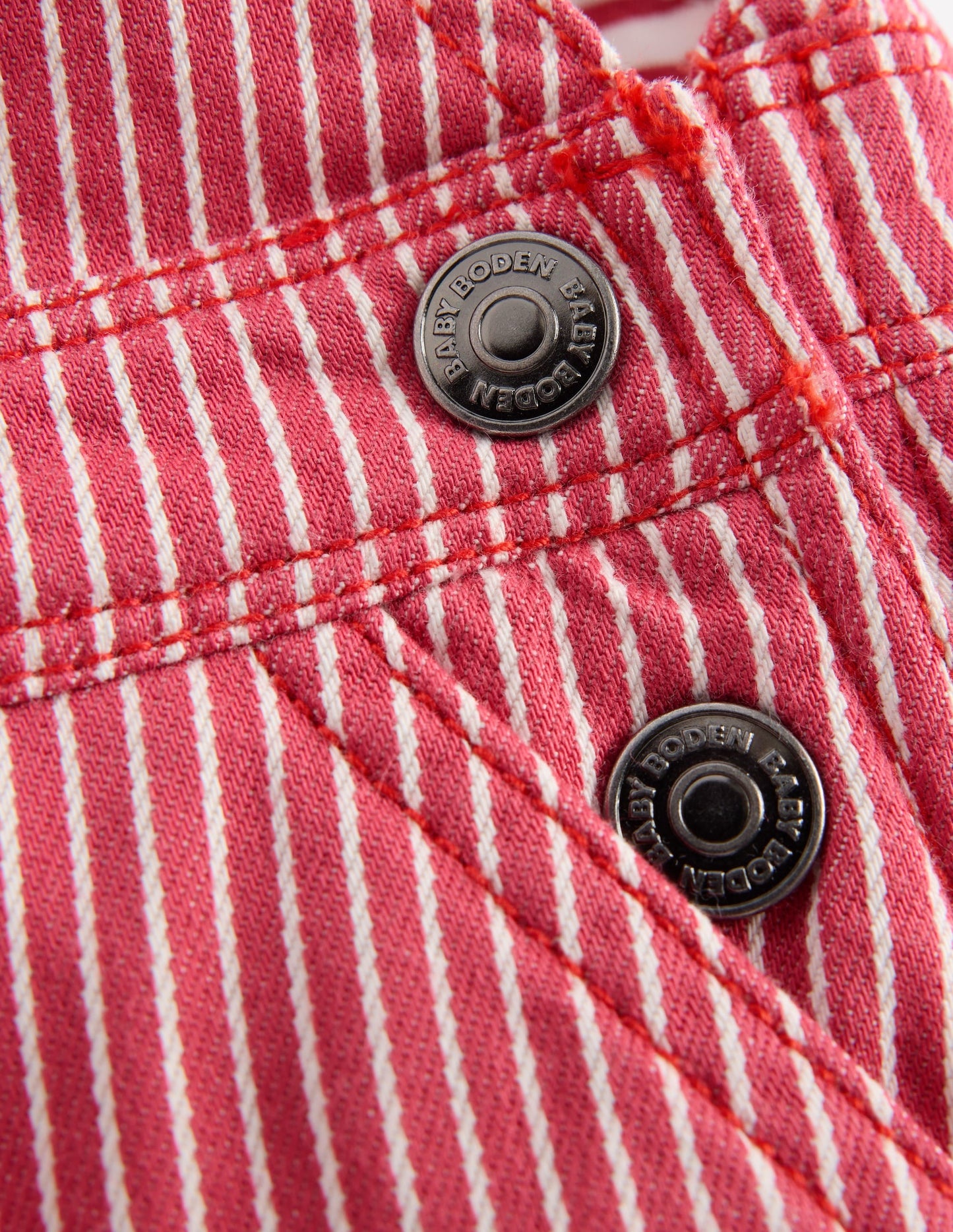 Woven Dungarees-Holly Berry Ticking Stripe