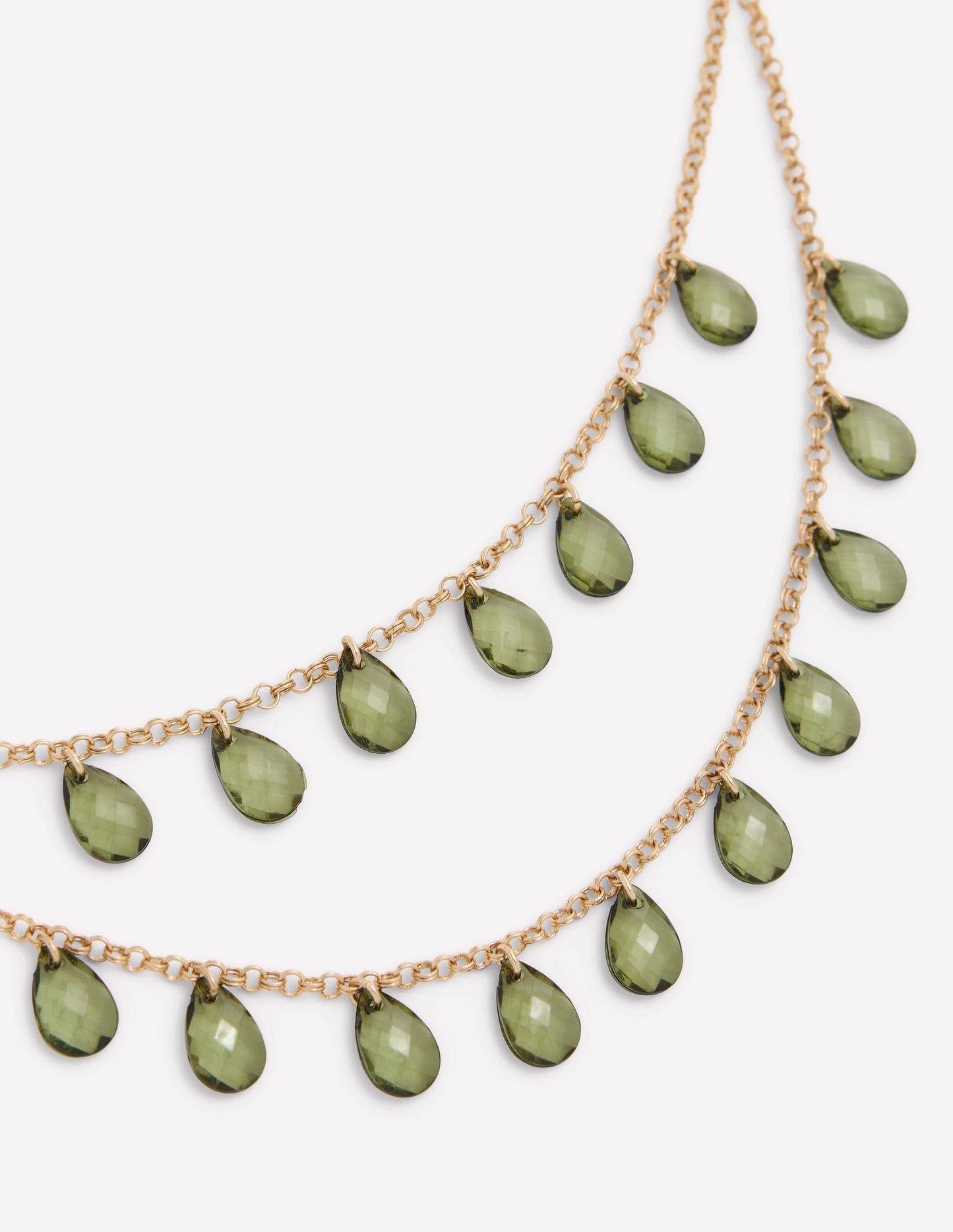 Layered Teardrop Necklace-Green