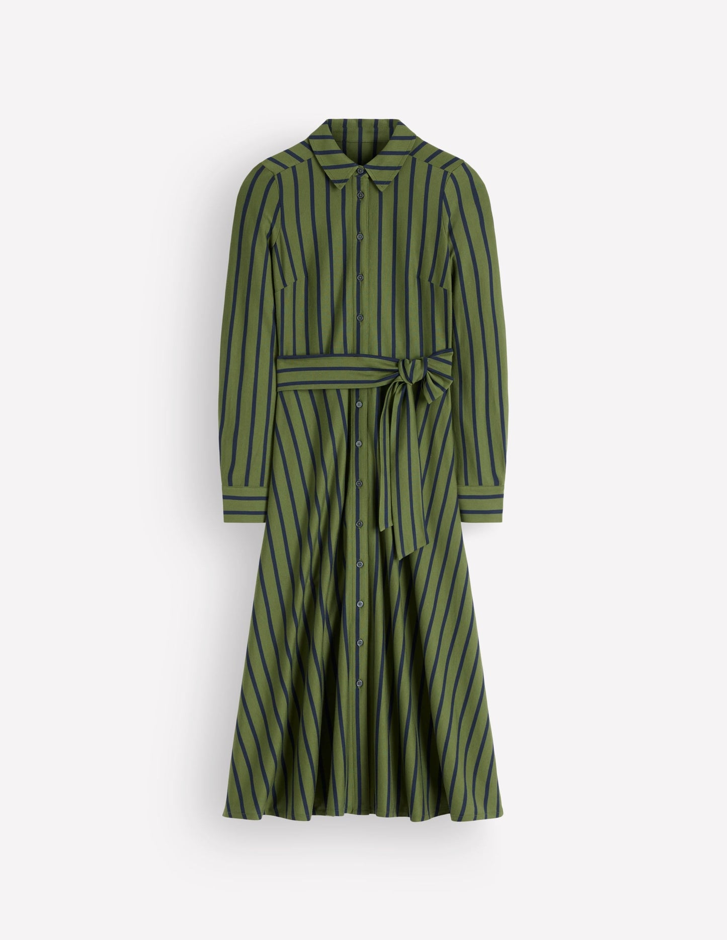 Marcia Jersey Shirt Dress-Chive and Navy Stripe
