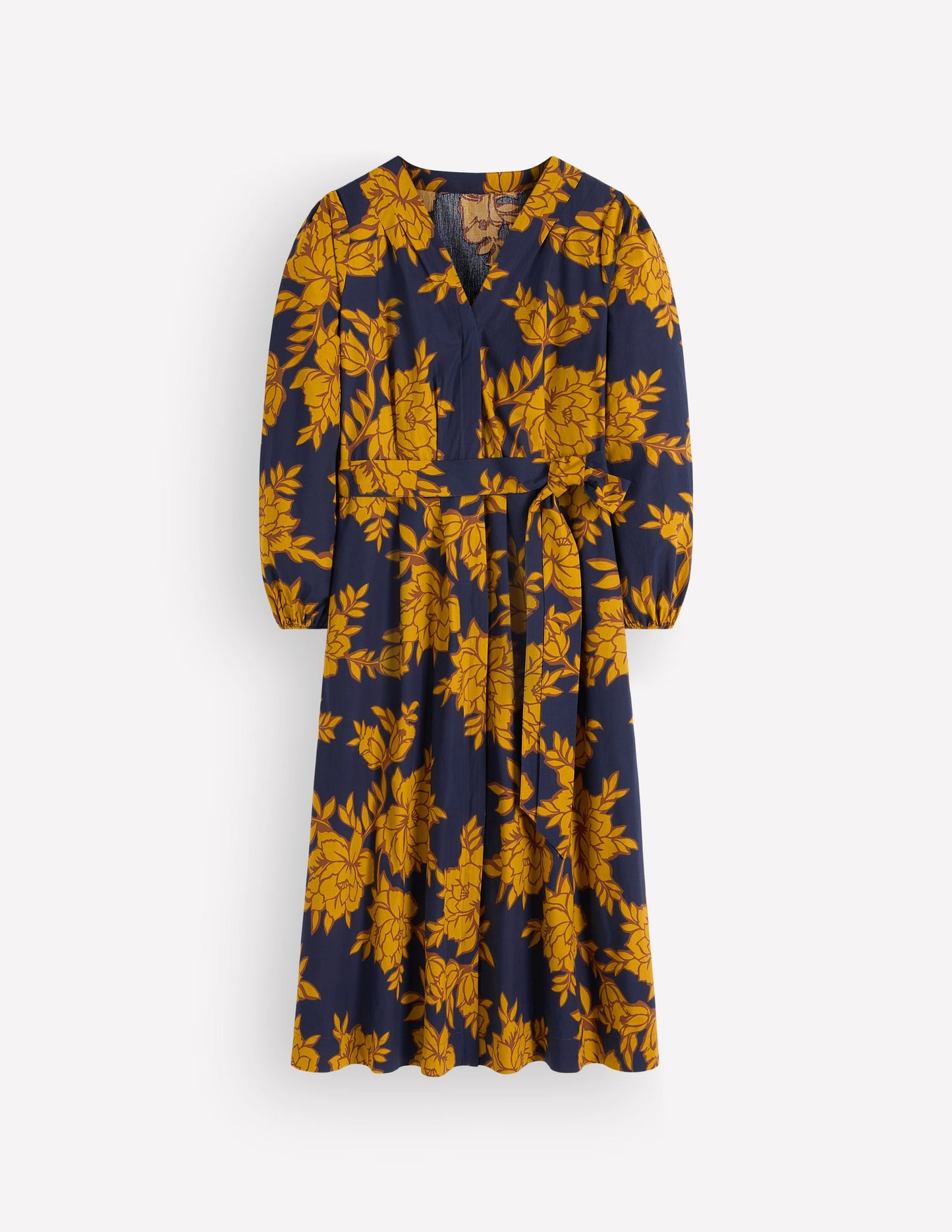 Nicola Cotton Midi Dress-Gold Wheat, Enchanted Peony