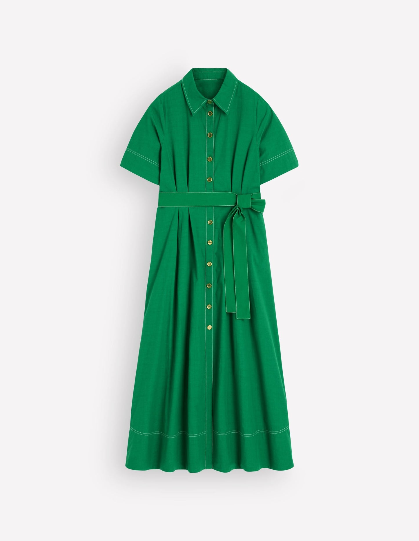 Sarah Cotton Midi Shirt Dress-Fresh Green