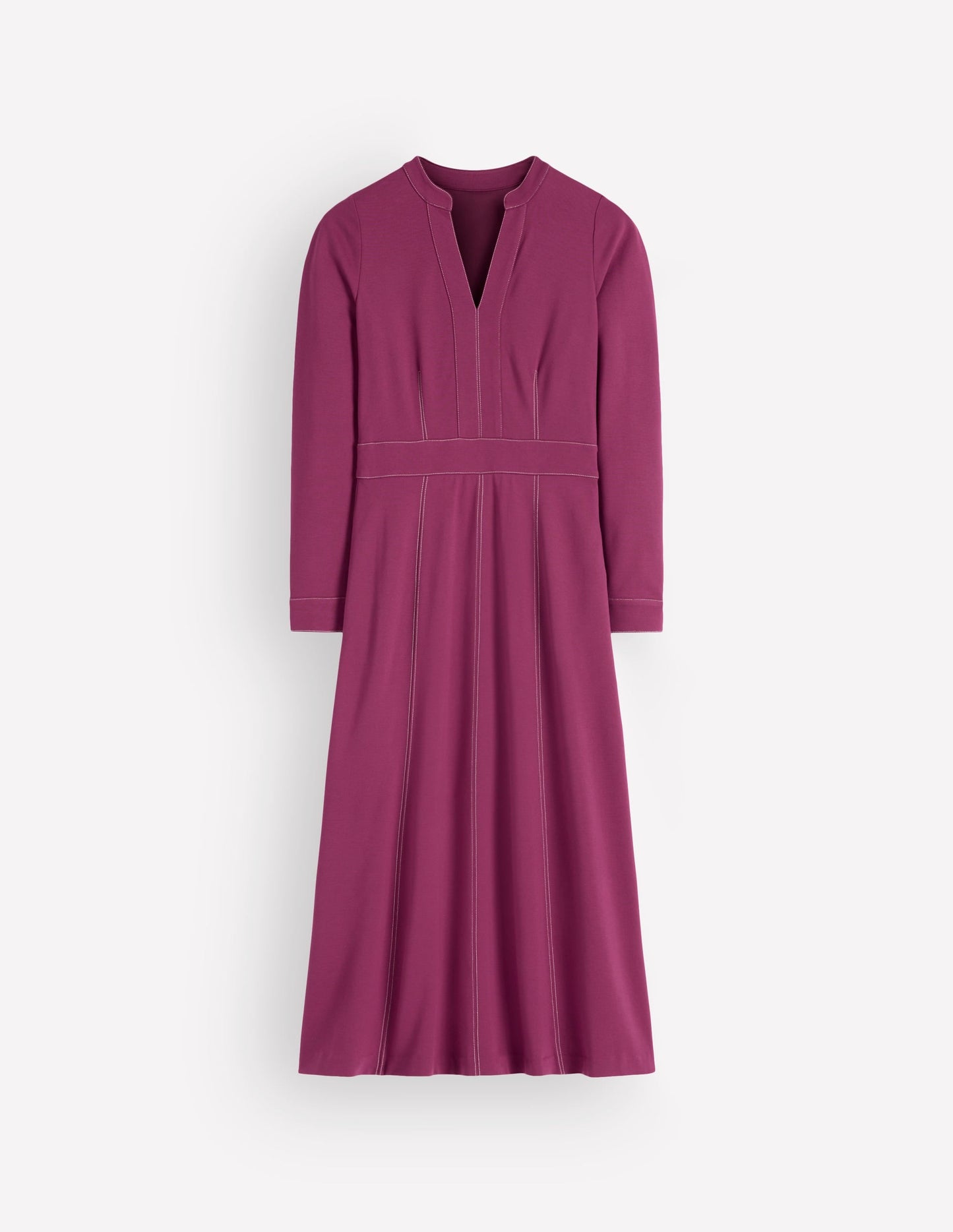Alex Ponte Contrast Midi Dress-Raspberry Coulis