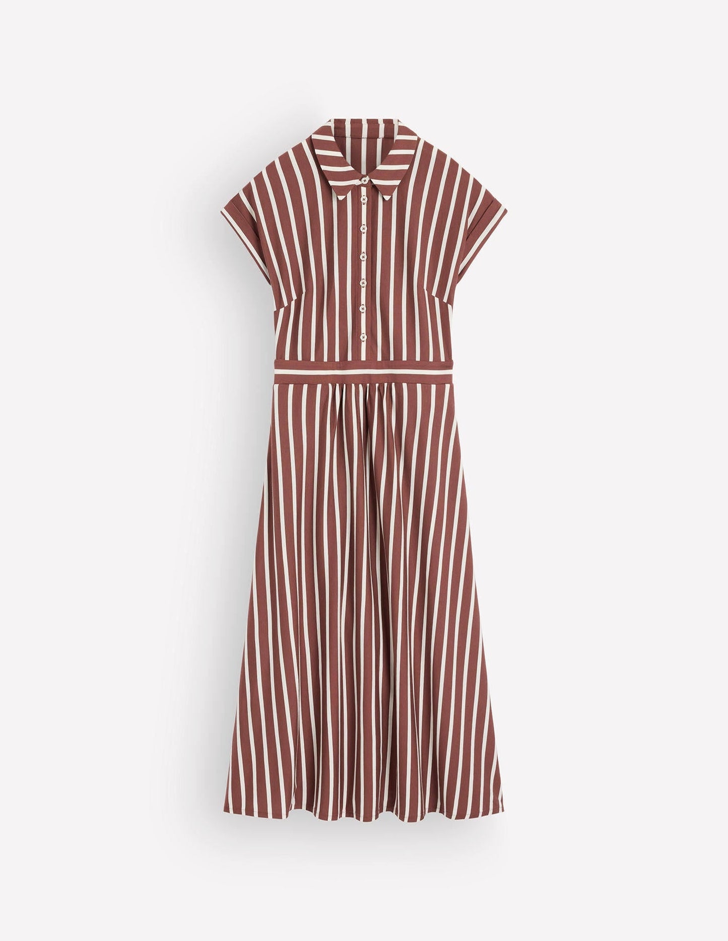 Fae Jersey Shirt Dress-Brown Stripe