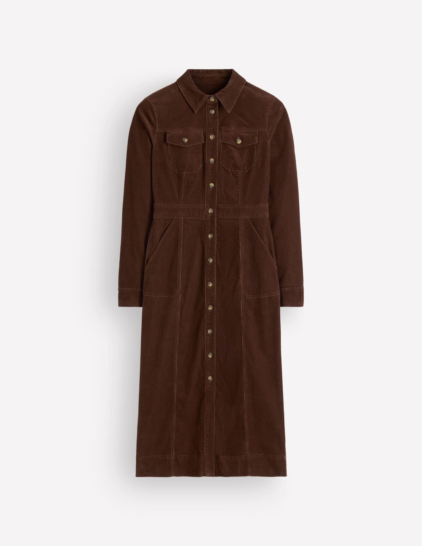 Fleur Cord Midi Dress-Raw Umber