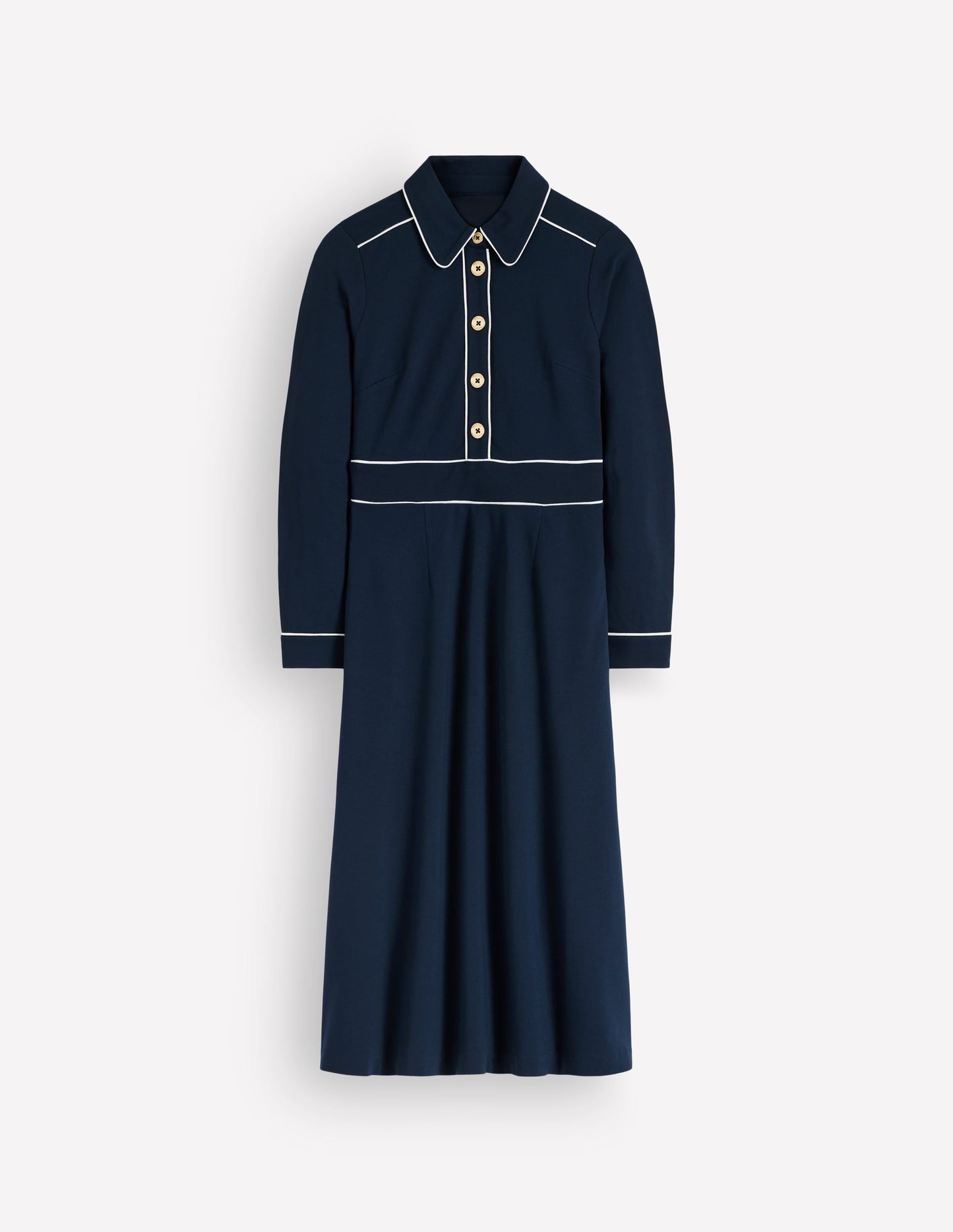 Etta Piping Detail Ponte Dress-Navy, Ivory