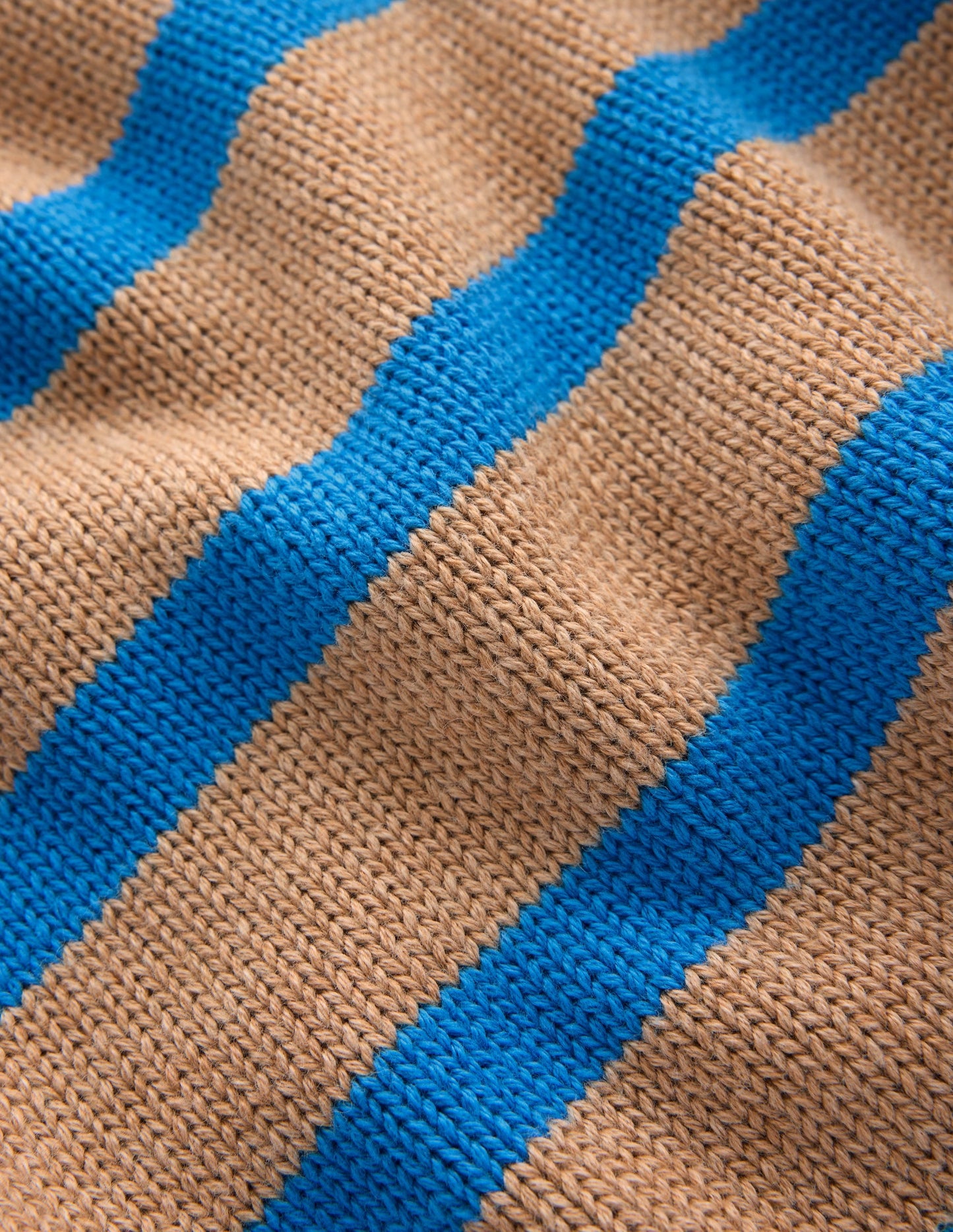Lucy Relaxed Cotton Jumper-Camel, Blue Stripe