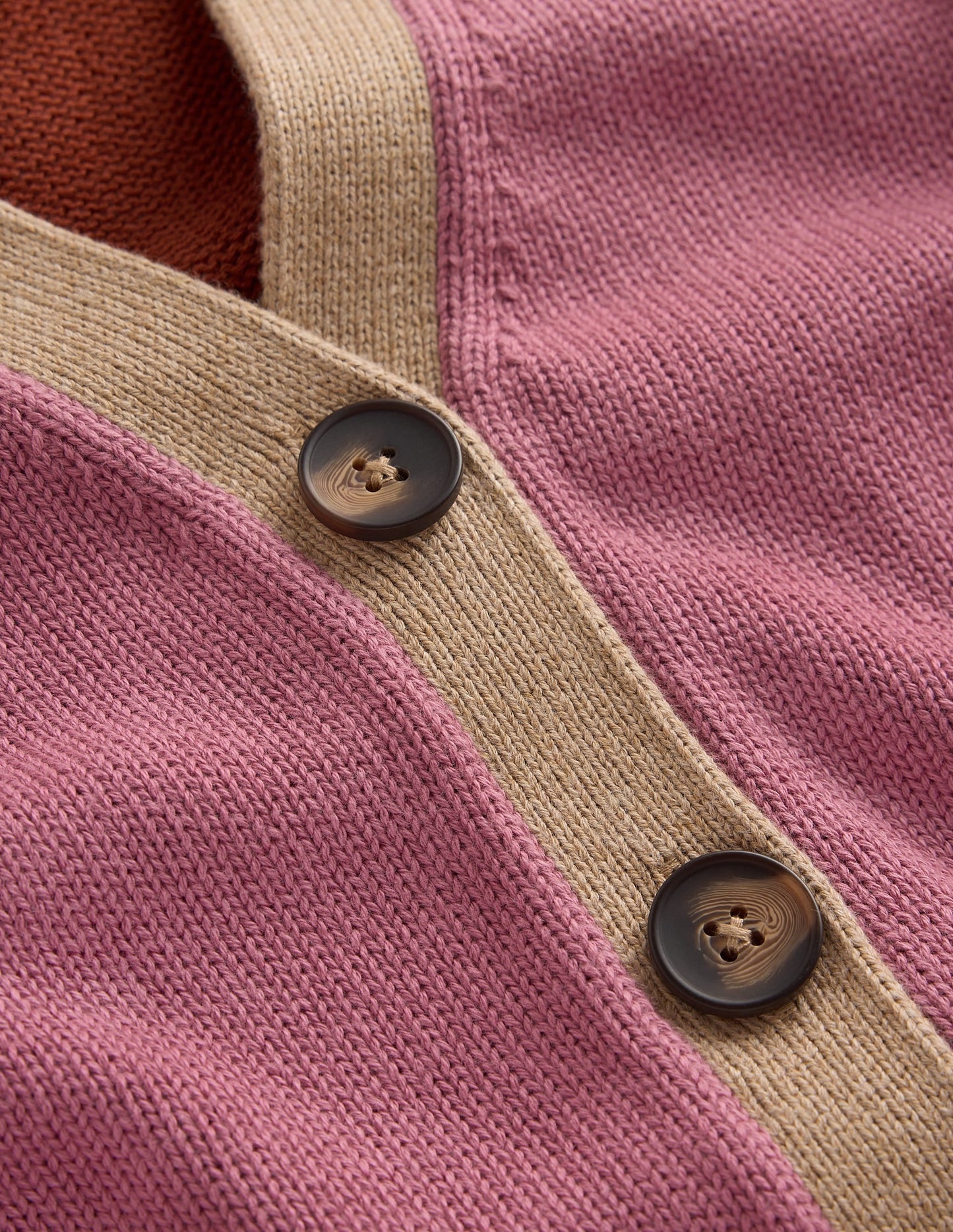 Lucy Relaxed Cotton Cardigan-Pink Heather Colour Block