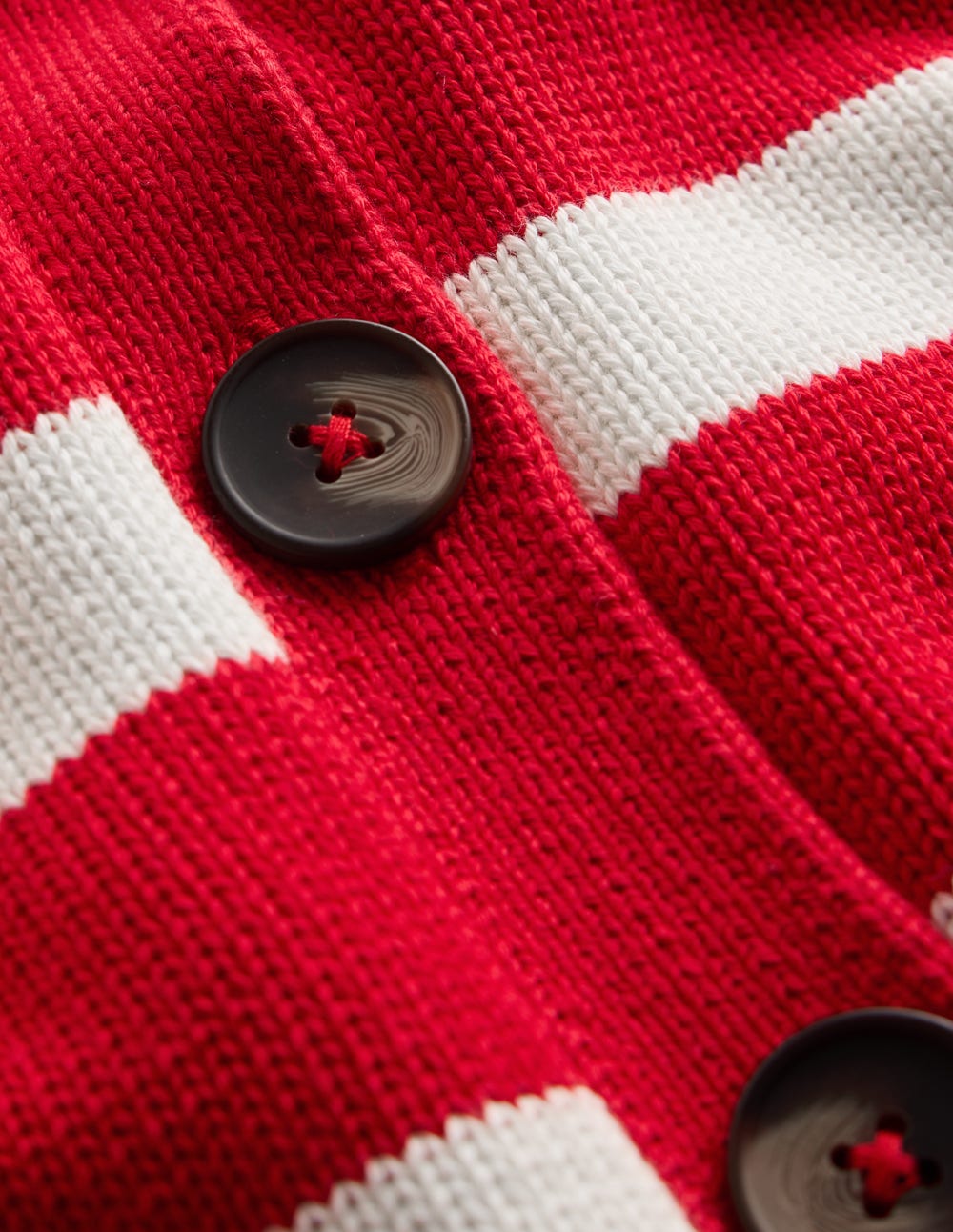 Lucy Relaxed Cotton Cardigan-Deep Red, Ivory Stripe