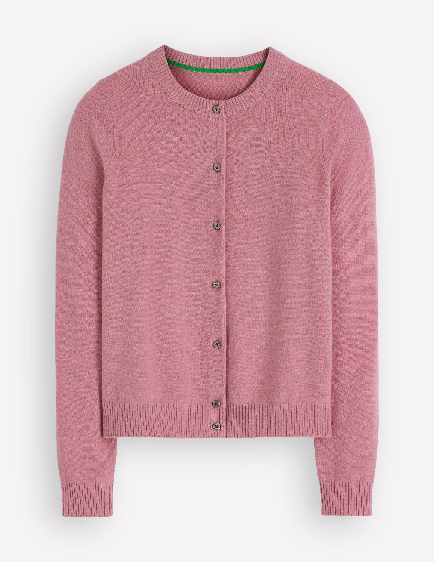 Elsie Cashmere Crew Cardigan-Pink Heather