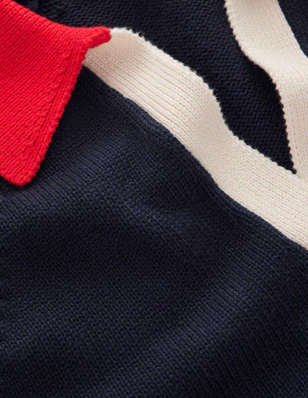 Lucy Cotton Henley Jumper-Navy Colourblock