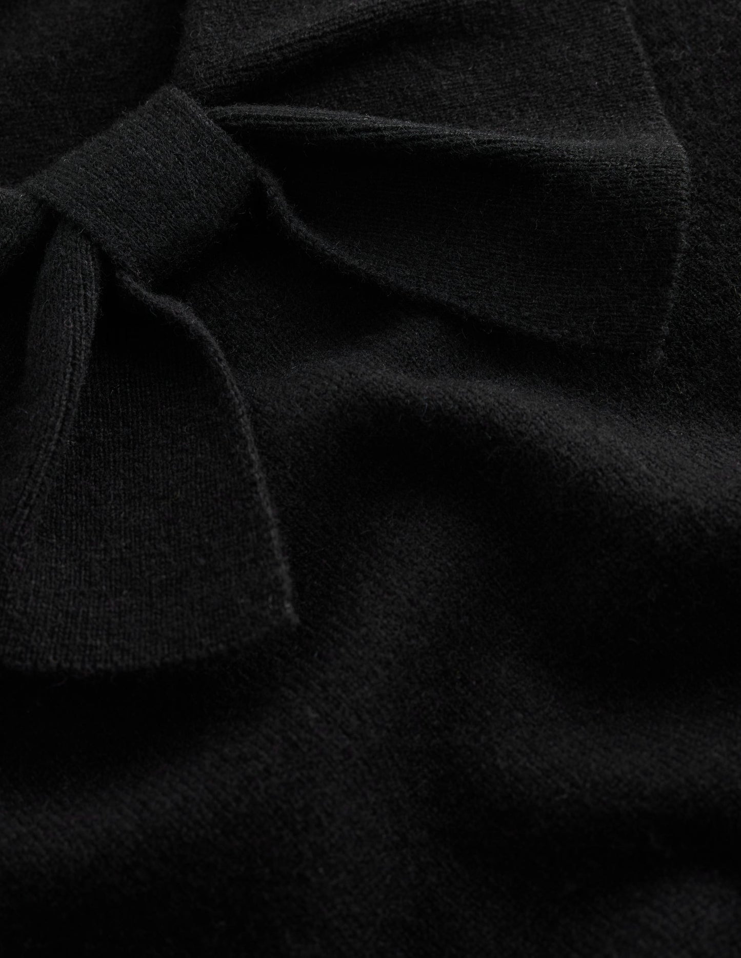 Bow Neck Knitted Jumper-Black