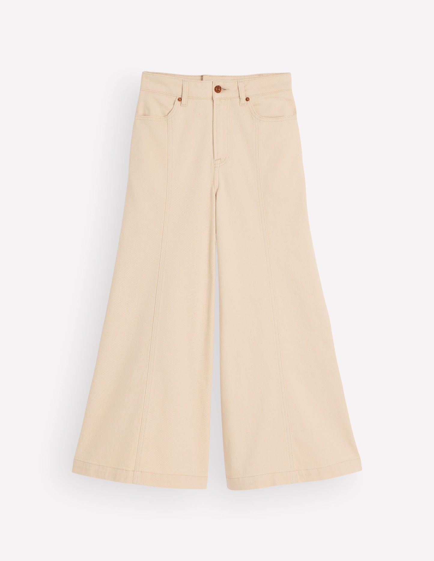 Wide Leg Culotte Jeans-Ecru