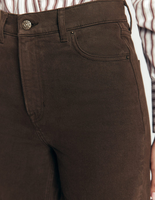 High Rise Wide Leg Jeans-Dark Chocolate
