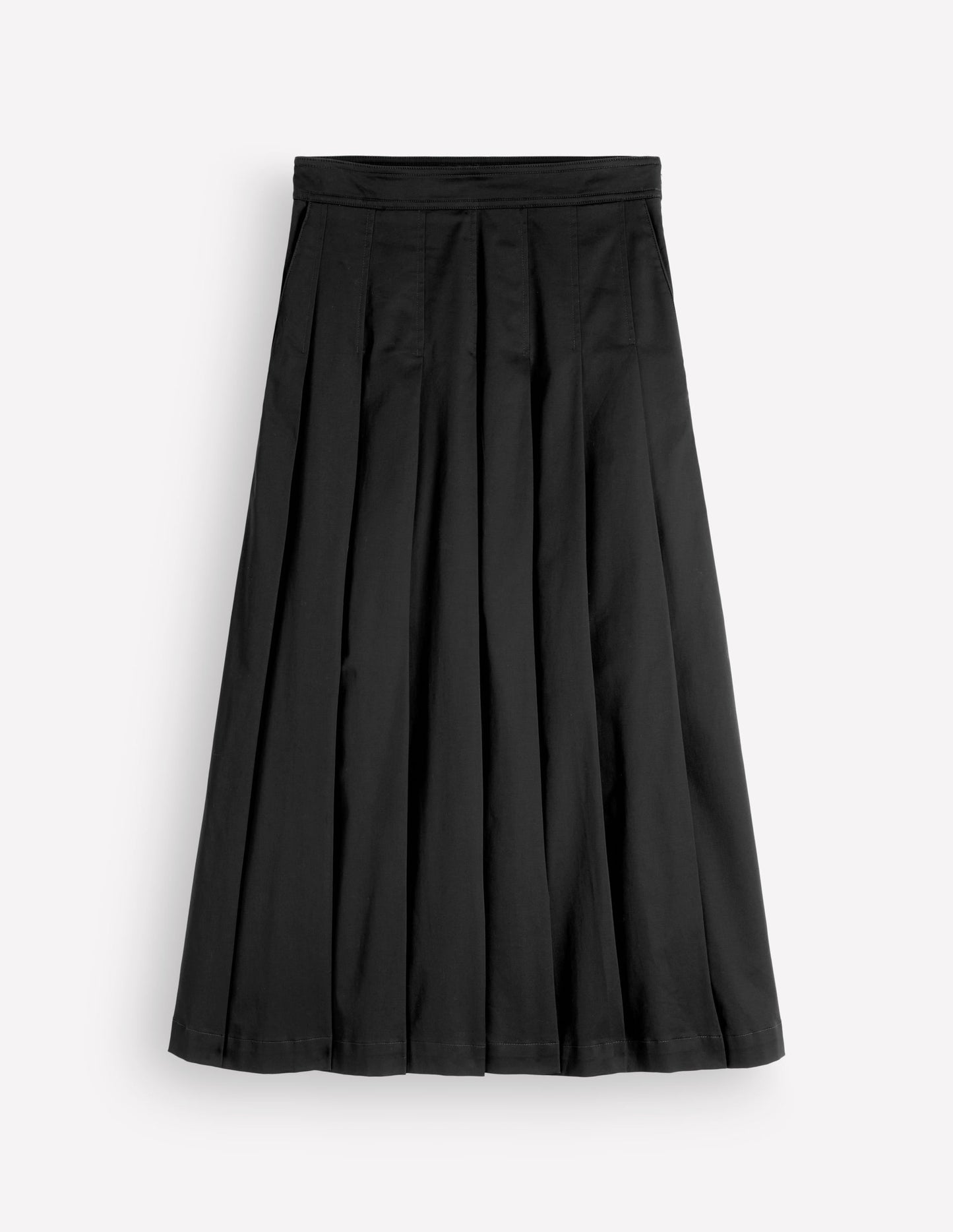Aya Cotton Sateen Midi Skirt-Black