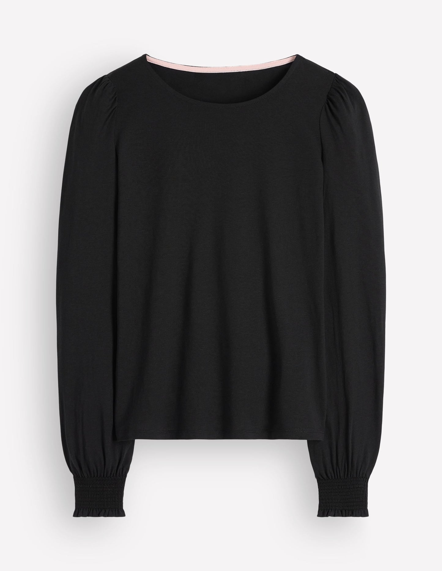 Smocked Cuff Supersoft Top-Black