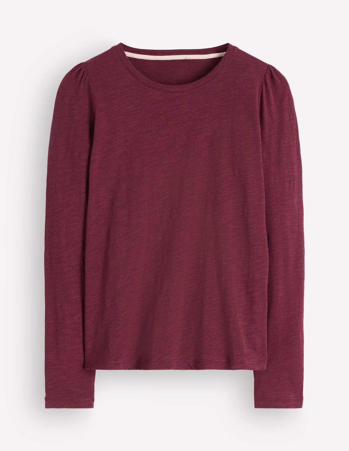 Cotton Crew Long Sleeve Top-Maroon Banner