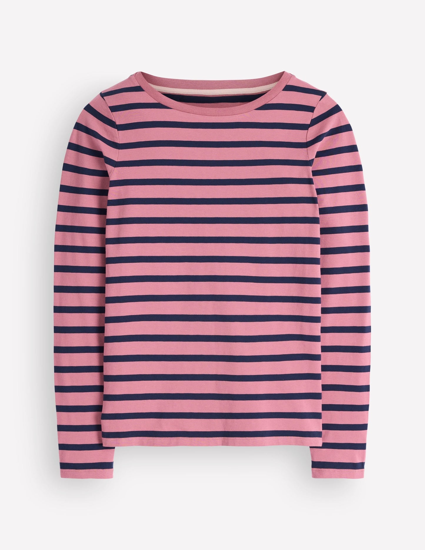 Olivia Long Sleeve Breton-Heather Rose and Navy Stripe