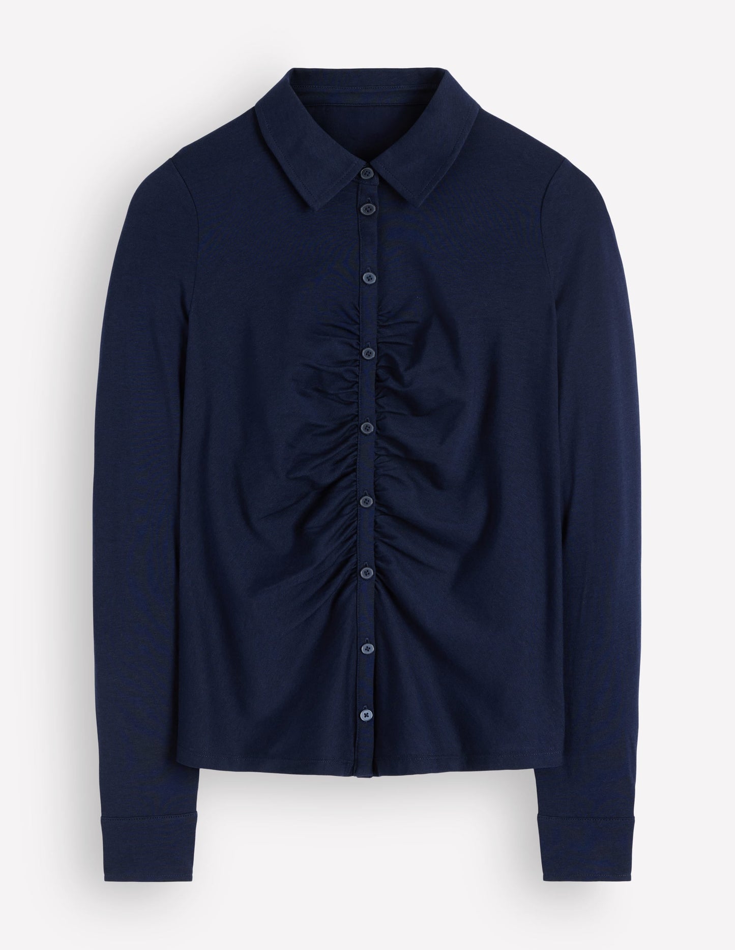 Supersoft Ruched Jersey Shirt-Navy