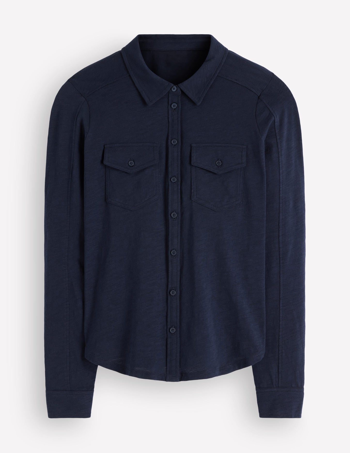 Seam Detail Jersey Shirt-Navy